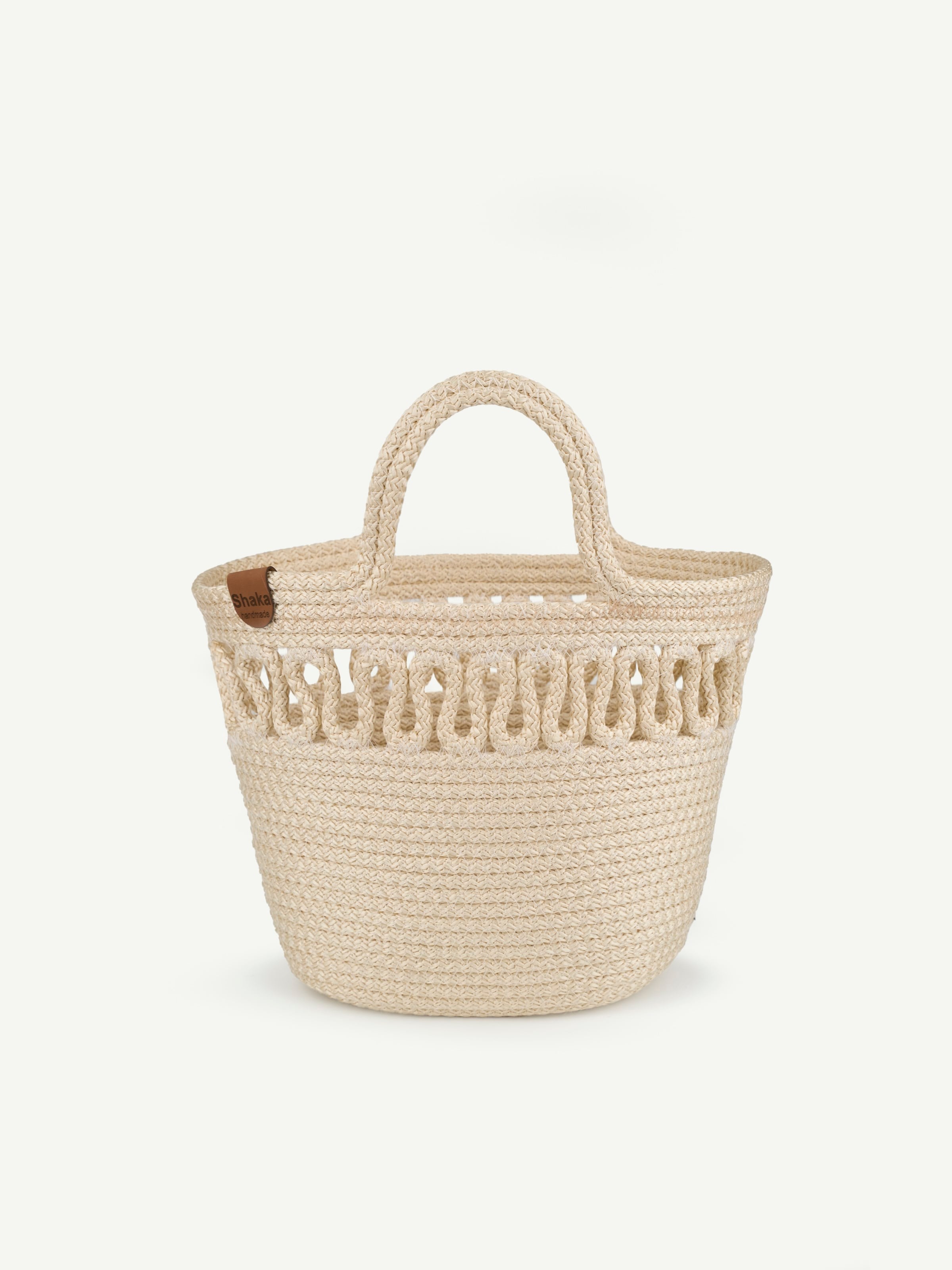 Krem Shk318 Handcrafted Hasır El,Kol ve Omuz Çantası