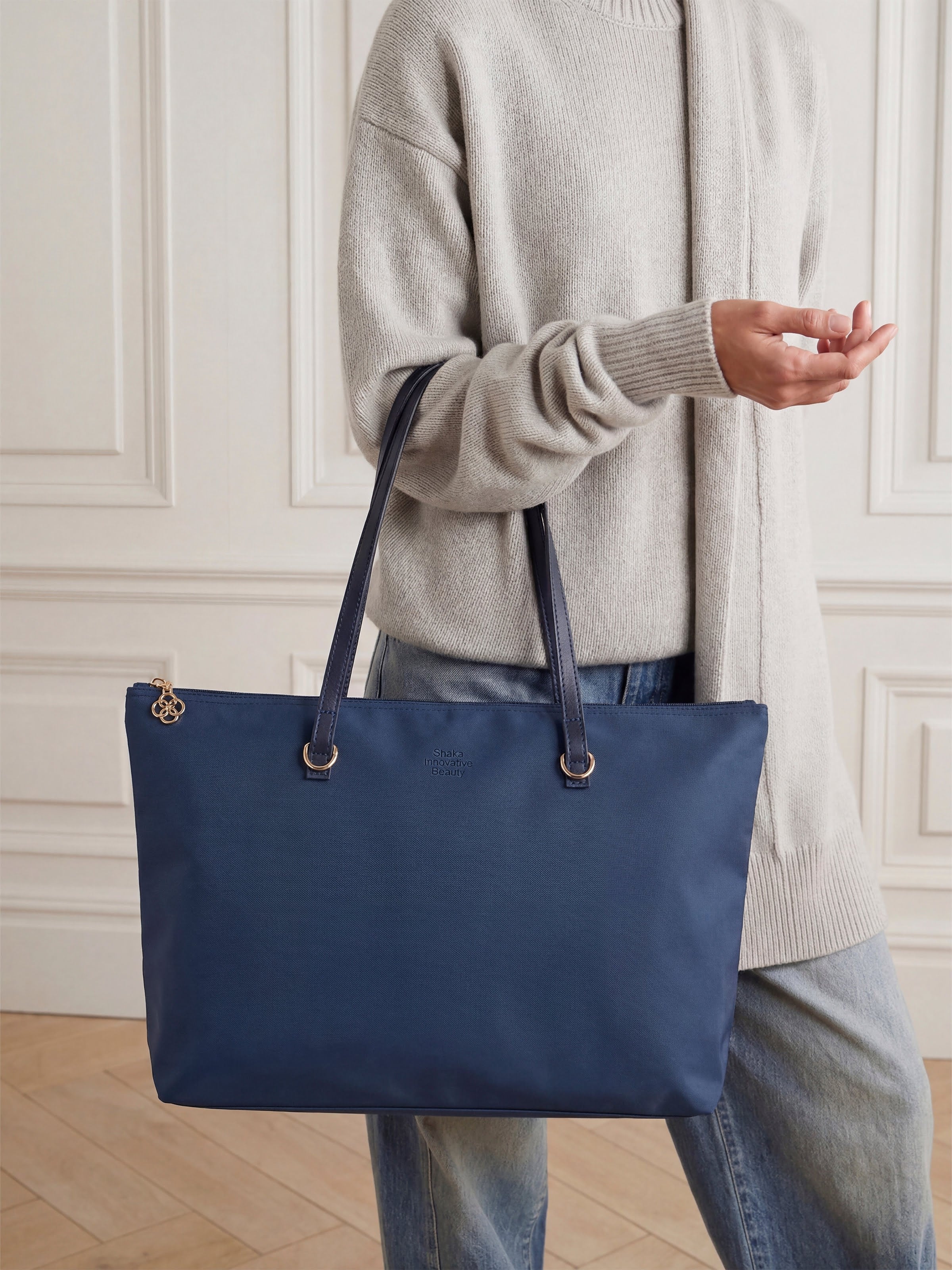Lacivert SHK272 Fermuarlı,Astarlı,Shopper El,Kol ve Omuz Çanta