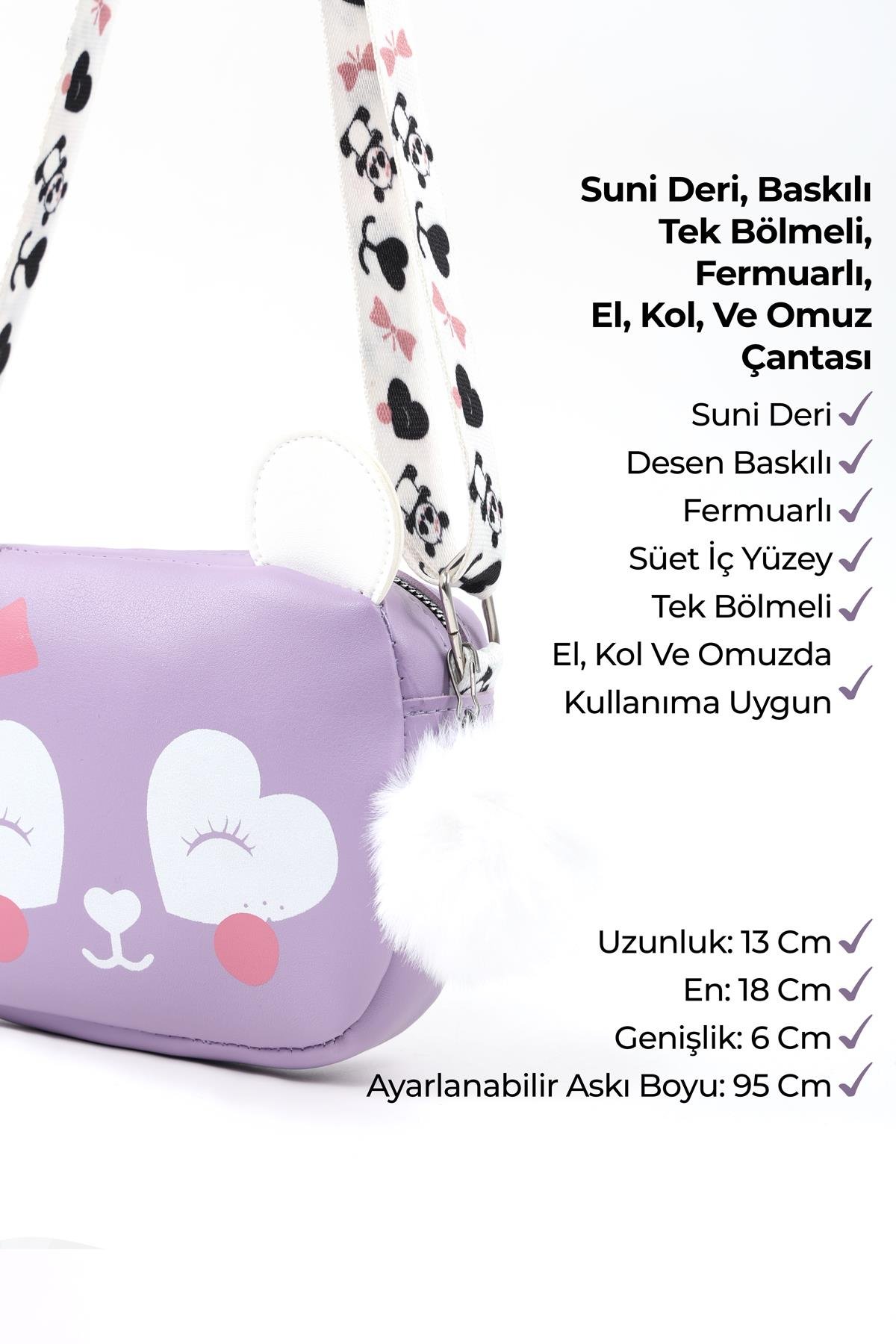Lila Shk283 Suni Deri, Fermuarlı ,Tek Bölmeli Kız Çocuk Çantası