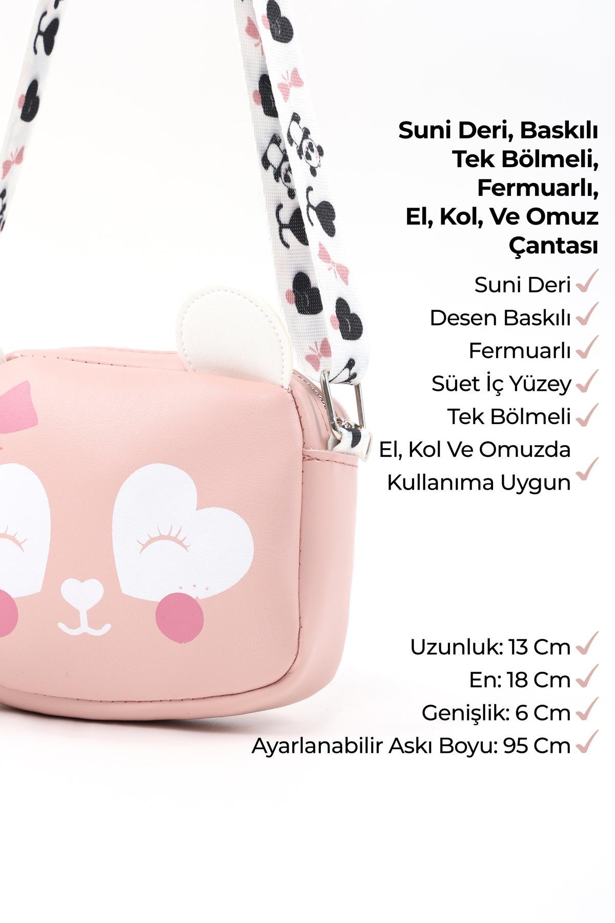 Pudra Shk283 Suni Deri, Fermuarlı ,Tek Bölmeli Kız Çocuk Çantası
