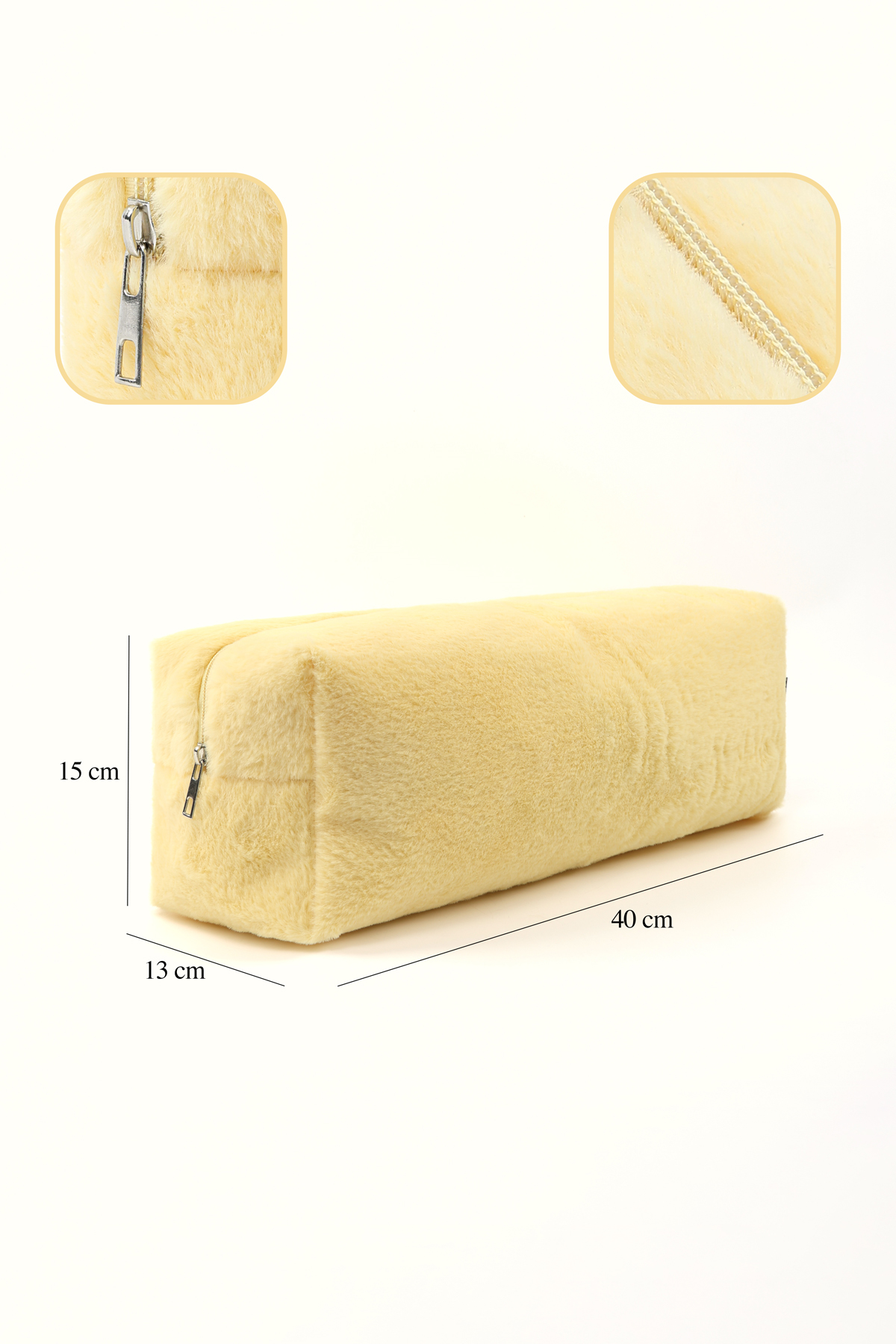 Sarı SHK268 XL Boy Peluş Kumaş ,Saç Şekillendirici , Makyaj ve Seyahat Çantası