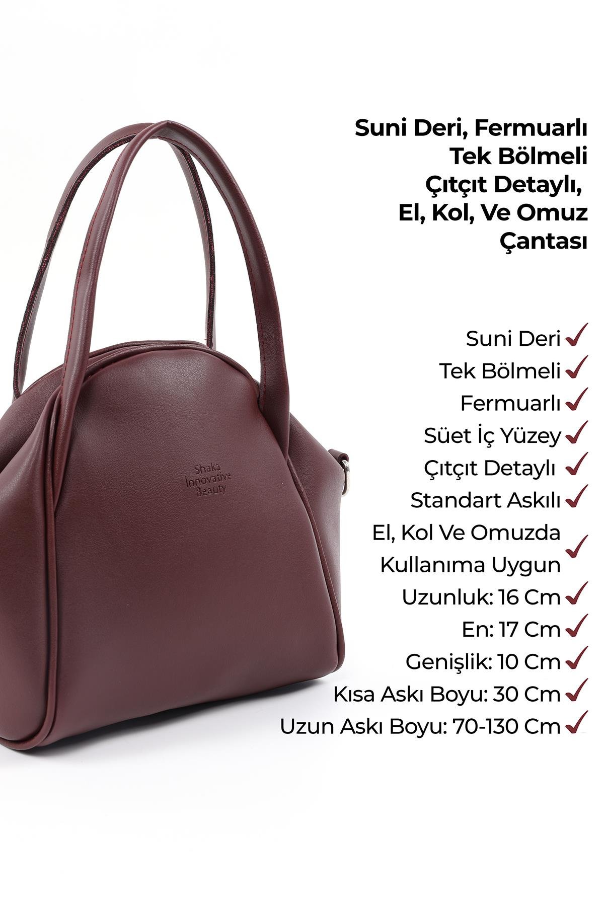 Siyah /Krem /Bordo SHK252 Suni Deri El Kol ve Omuz 3'lü Çanta Seti (SHK79-SHK26-SHK132)
