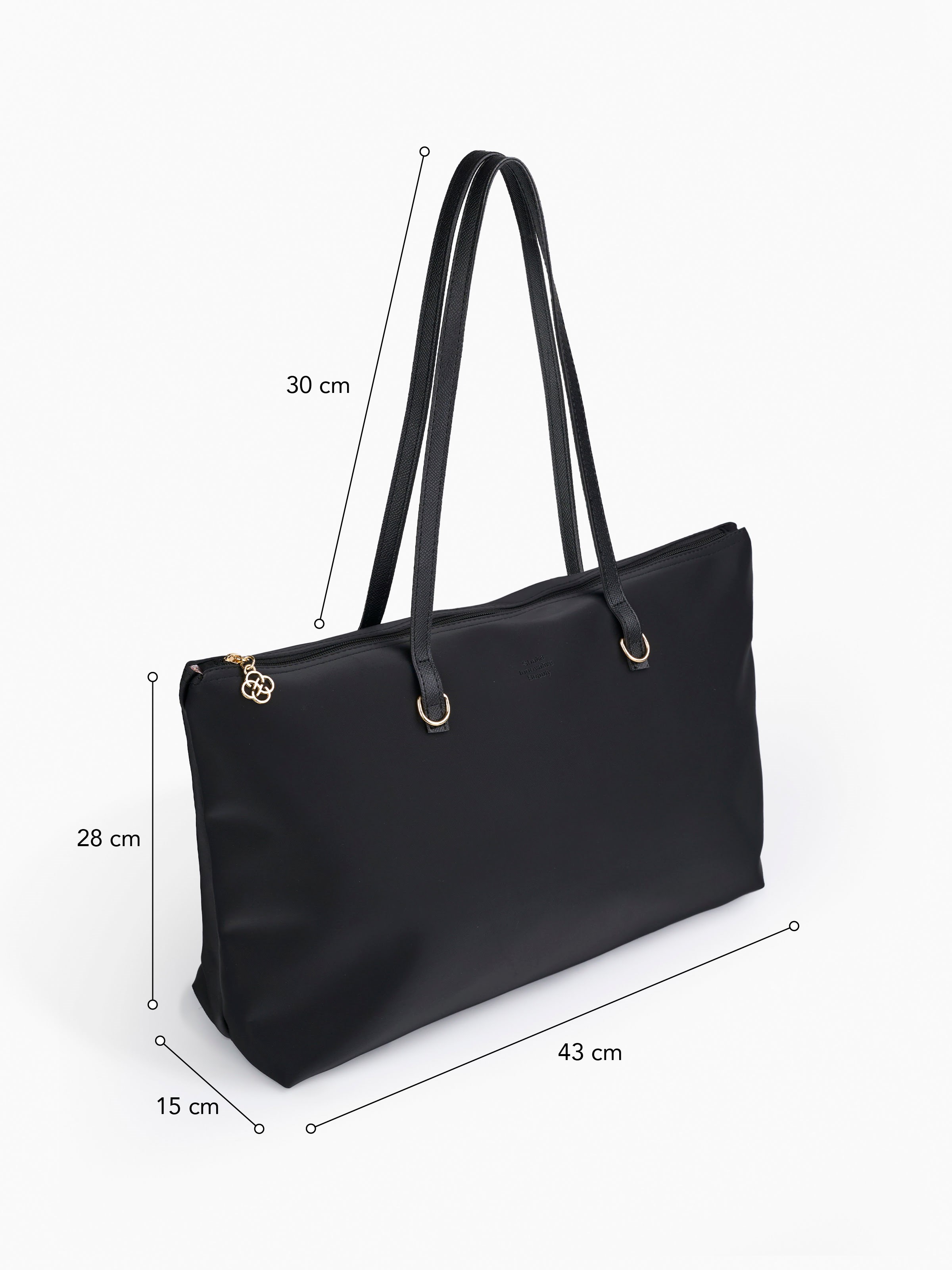 Siyah SHK272 Fermuarlı,Astarlı,Shopper El,Kol ve Omuz Çanta