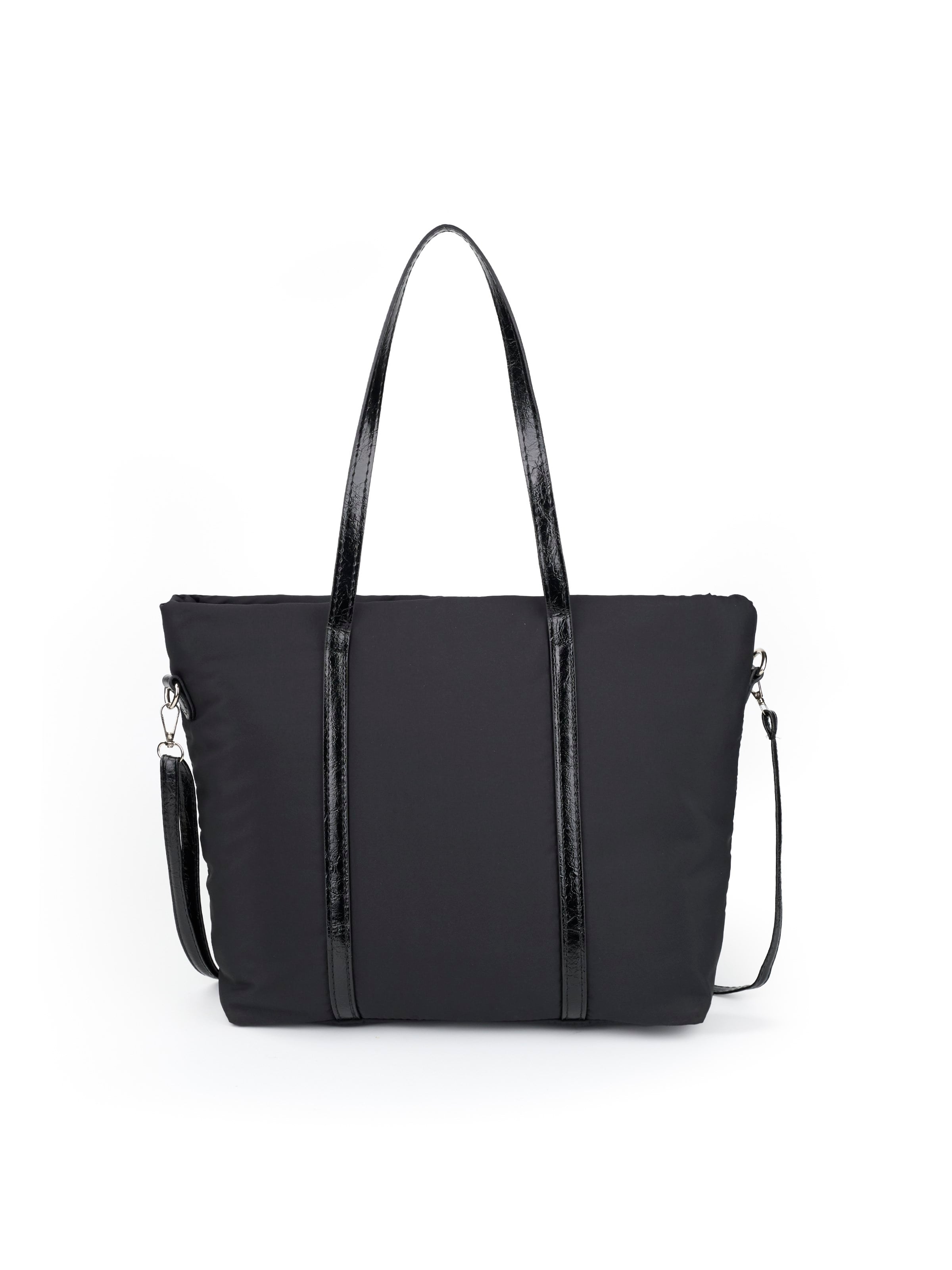 Siyah SHK319 Fiyonk Charmlı,Fermuarlı,Astarlı Shopper Çanta