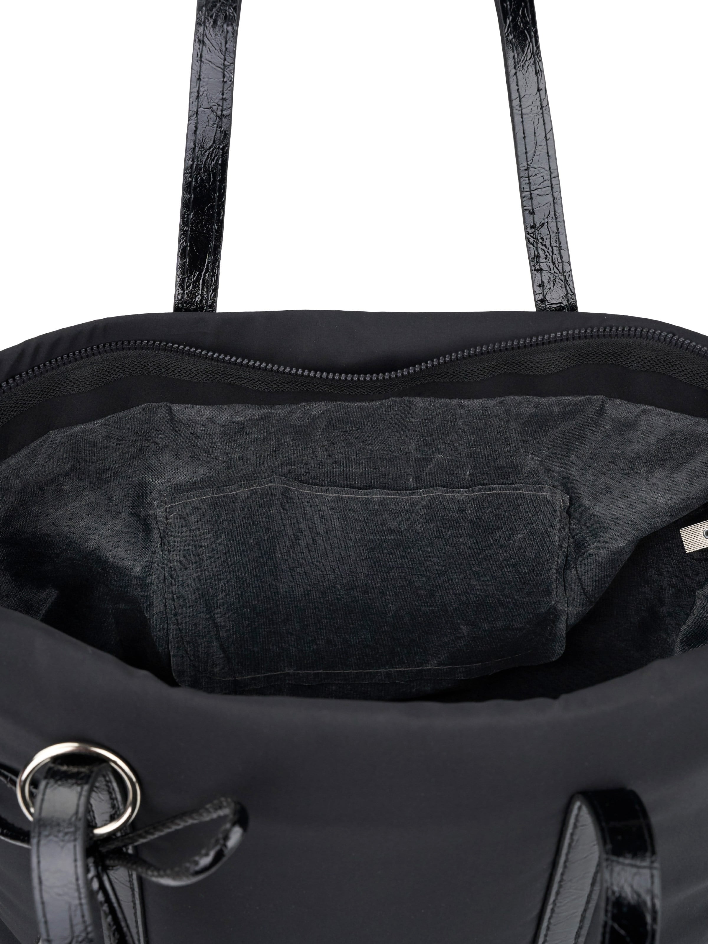 Siyah SHK319 Fiyonk Charmlı,Fermuarlı,Astarlı Shopper Çanta