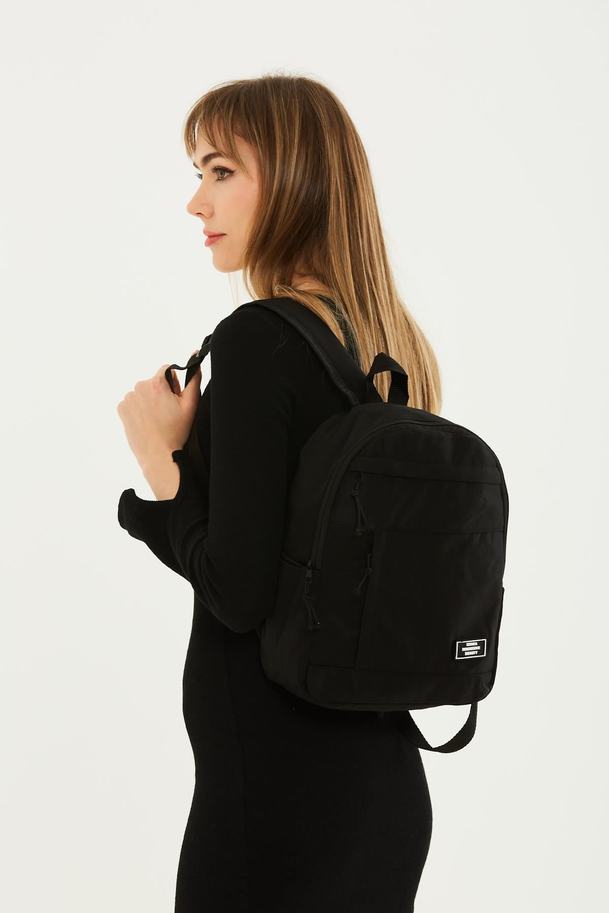 Siyah U1 Kanvas Kumaş, Fermuarlı, 5 Bölmeli ,Unisex Okul, Spor Ve Günlük Sırt Çantası