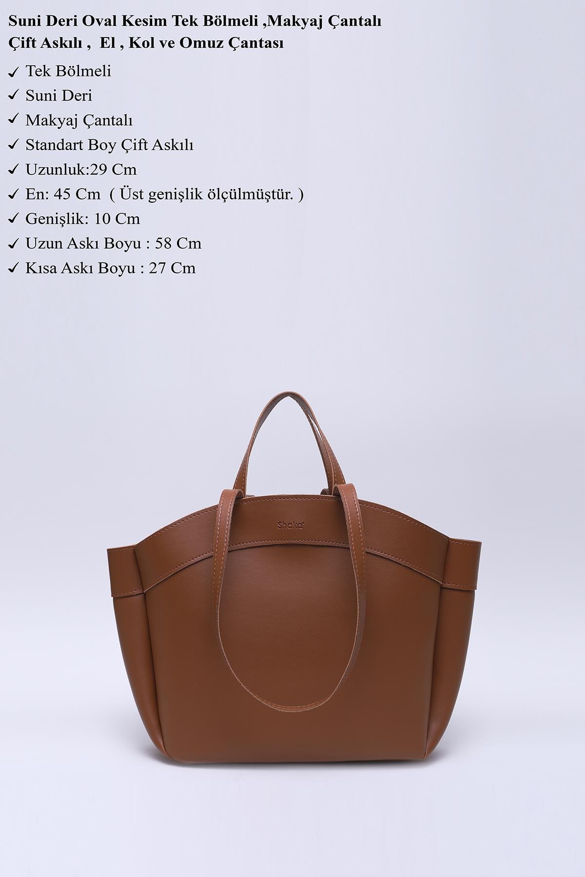 Taba Shk163 Çift Askılı, Makyaj Çantalı, Çıtçıtlı El, Kol ve Omuz Çantası U:29 E:45 G:10 cm