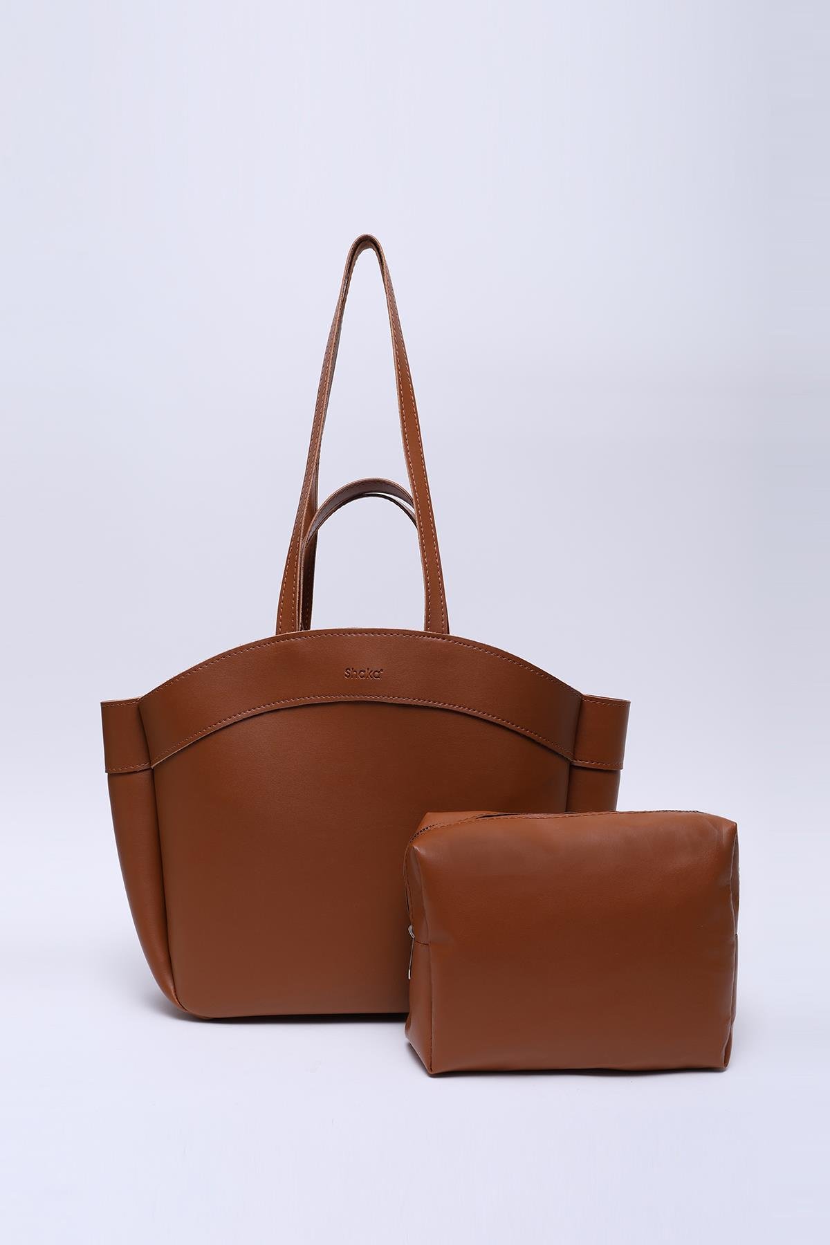 Taba Shk163 Çift Askılı, Makyaj Çantalı, Çıtçıtlı El, Kol ve Omuz Çantası U:29 E:45 G:10 cm