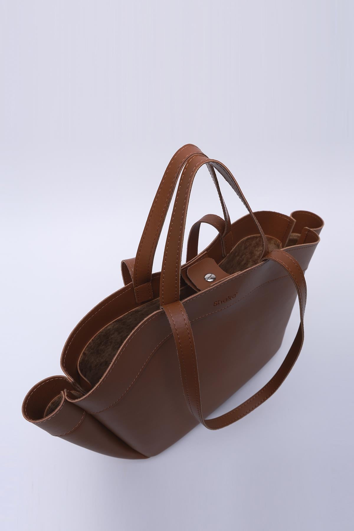 Taba Shk163 Çift Askılı, Makyaj Çantalı, Çıtçıtlı El, Kol ve Omuz Çantası U:29 E:45 G:10 cm