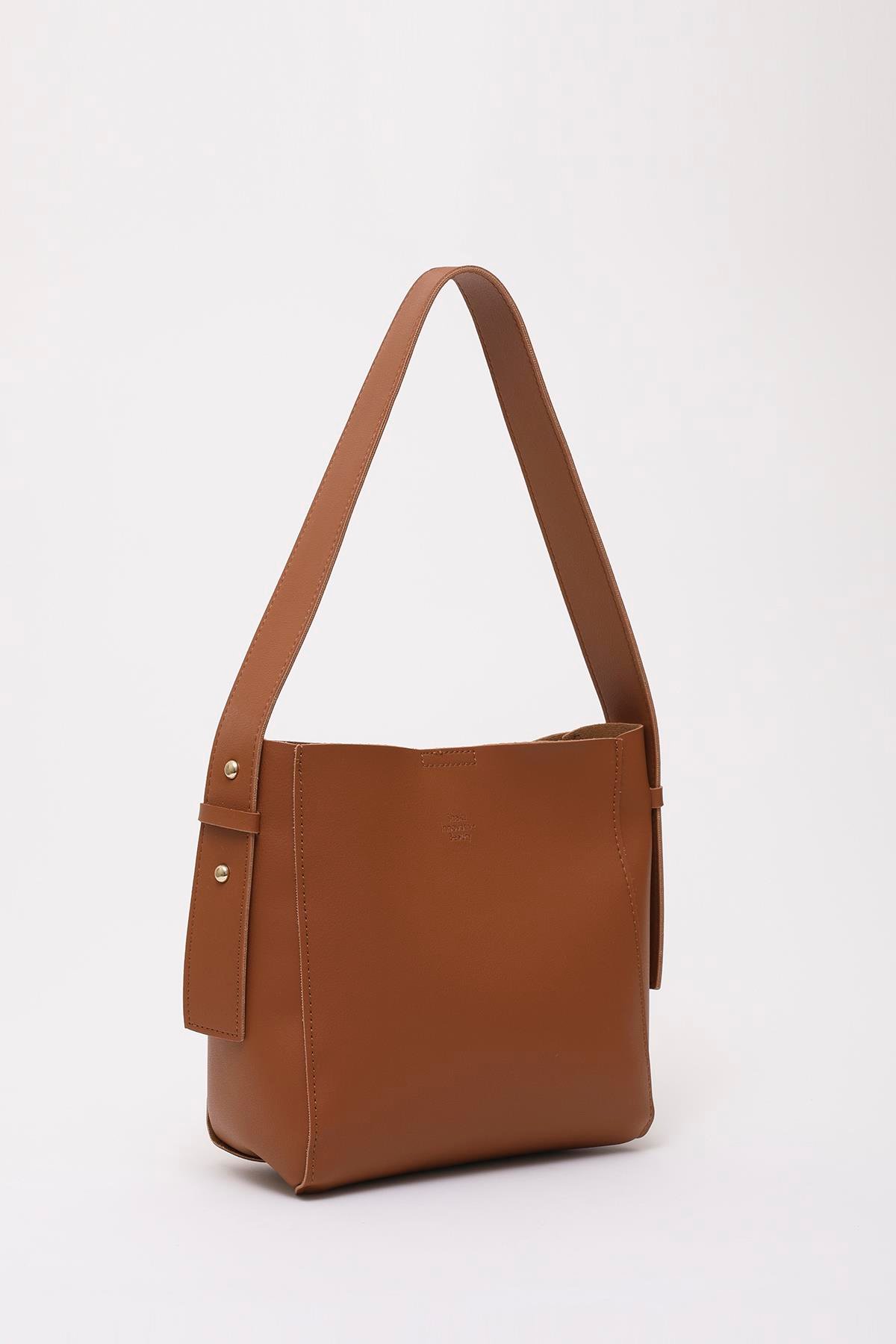 Taba Shk185 Suni Deri Çıtçıtlı Standart Kol Askılı El, Kol ve Omuz Çantası U:22 E:22 G:9 cm