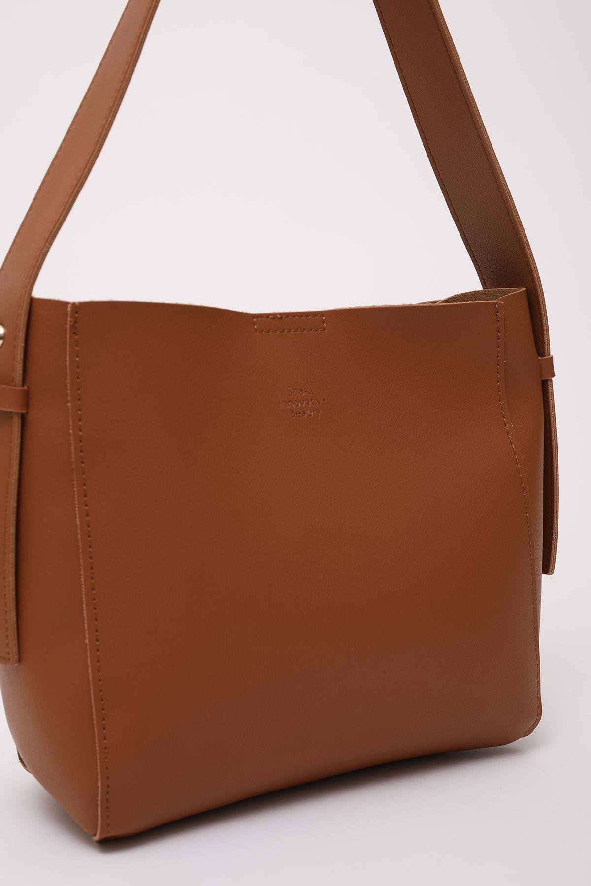 Taba Shk185 Suni Deri Çıtçıtlı Standart Kol Askılı El, Kol ve Omuz Çantası U:22 E:22 G:9 cm