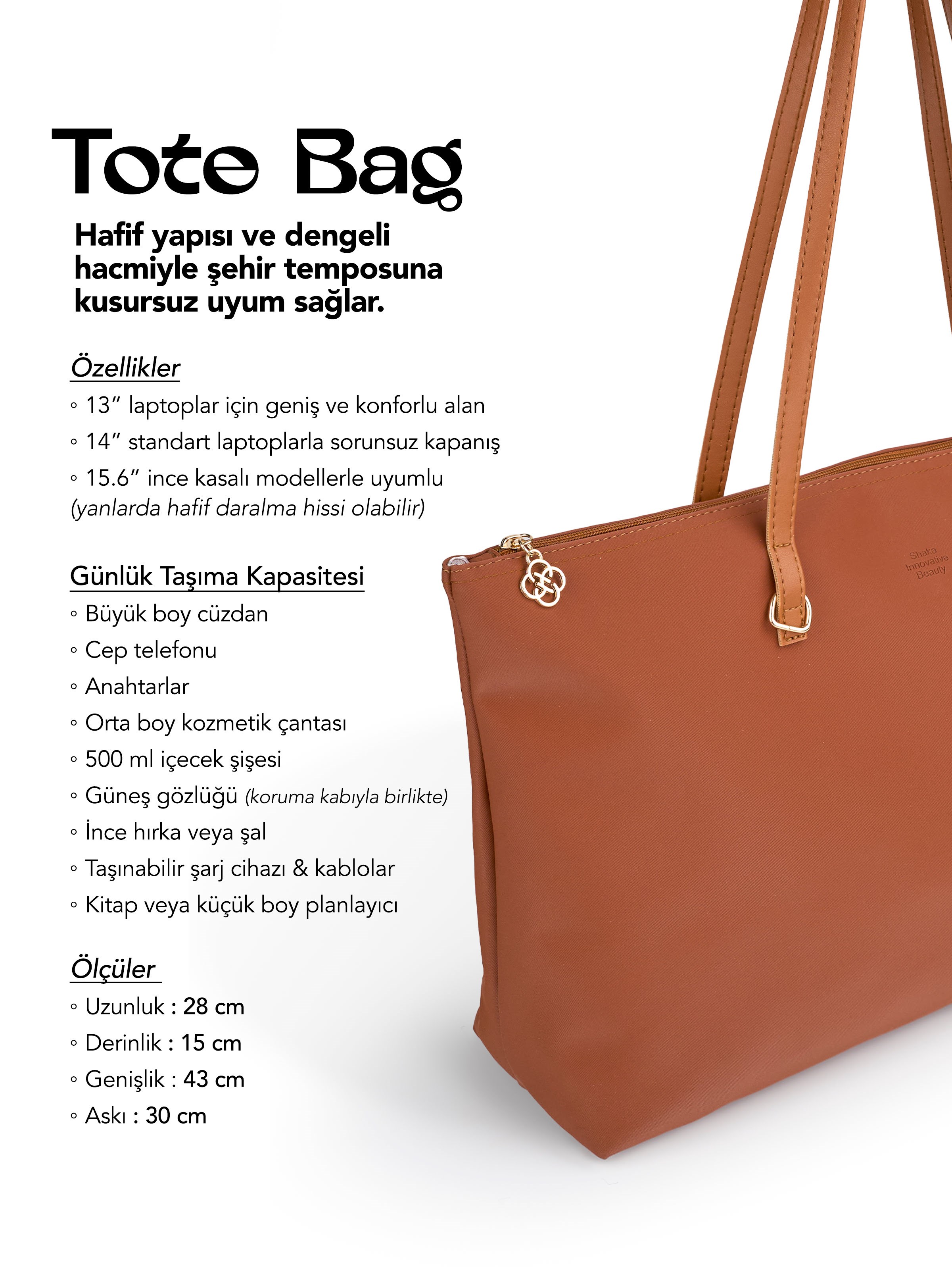 Taba SHK272 Fermuarlı,Astarlı,Shopper El,Kol ve Omuz Çanta