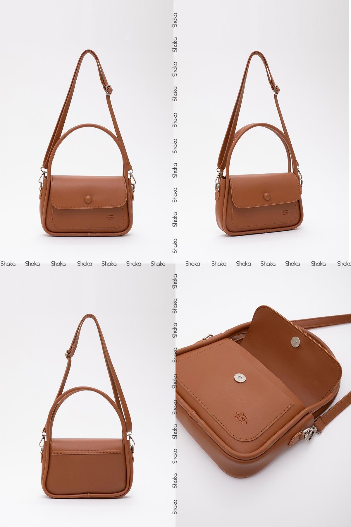 Taba Shk97 Suni Deri Ön Cep Detaylı 2 Bölmeli Ayarlanabilir Askılı El,Kol ve Omuz Çantası U:17 E:23 G:6 cm