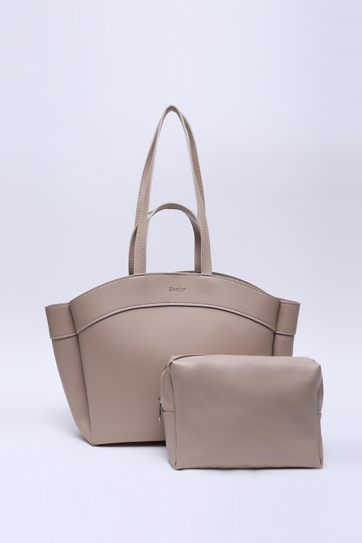 Vizon Shk163 Çift Askılı, Makyaj Çantalı, Çıtçıtlı El, Kol ve Omuz Çantası U:29 E:45 G:10 cm