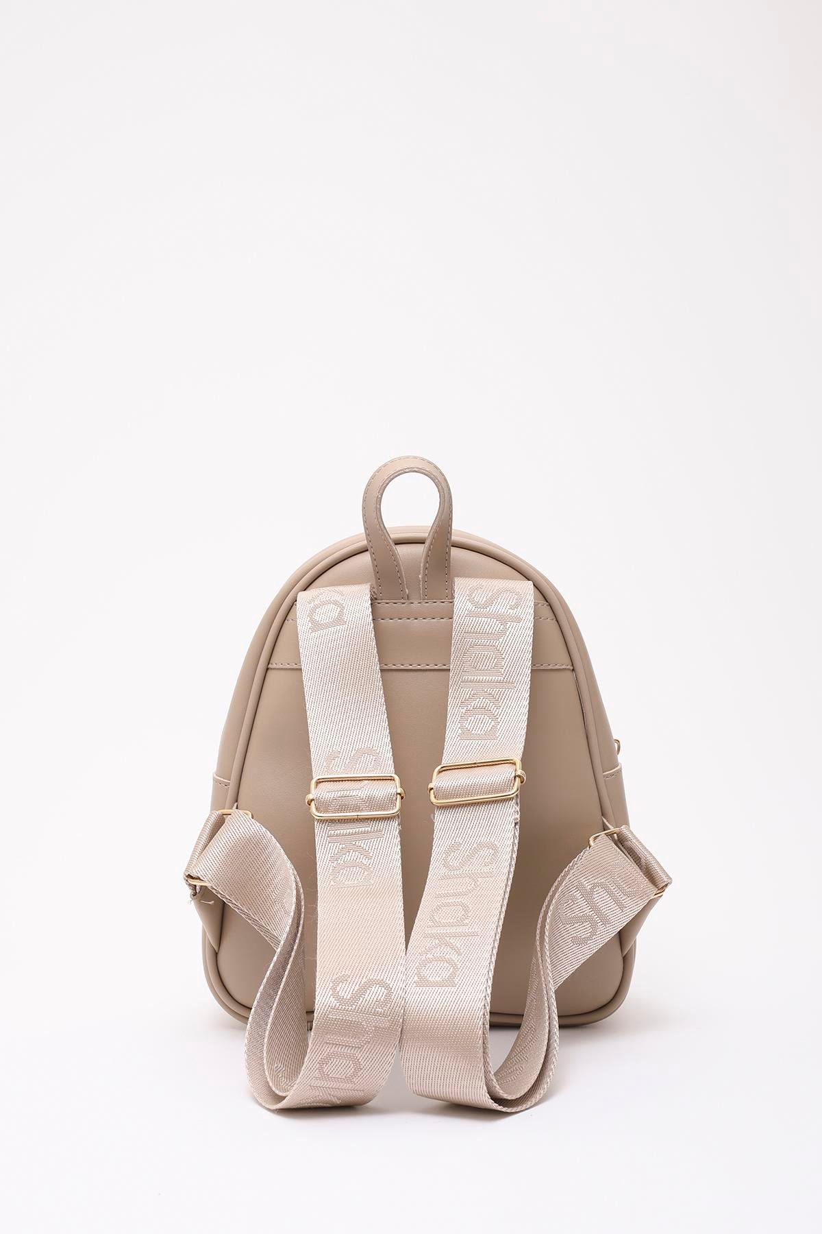 Vizon Shk200 Suni Deri 2 Bölmeli Fermuarlı Yazılı Kolon Askılı Sırt Çantası U:26 E:22 G:9 cm