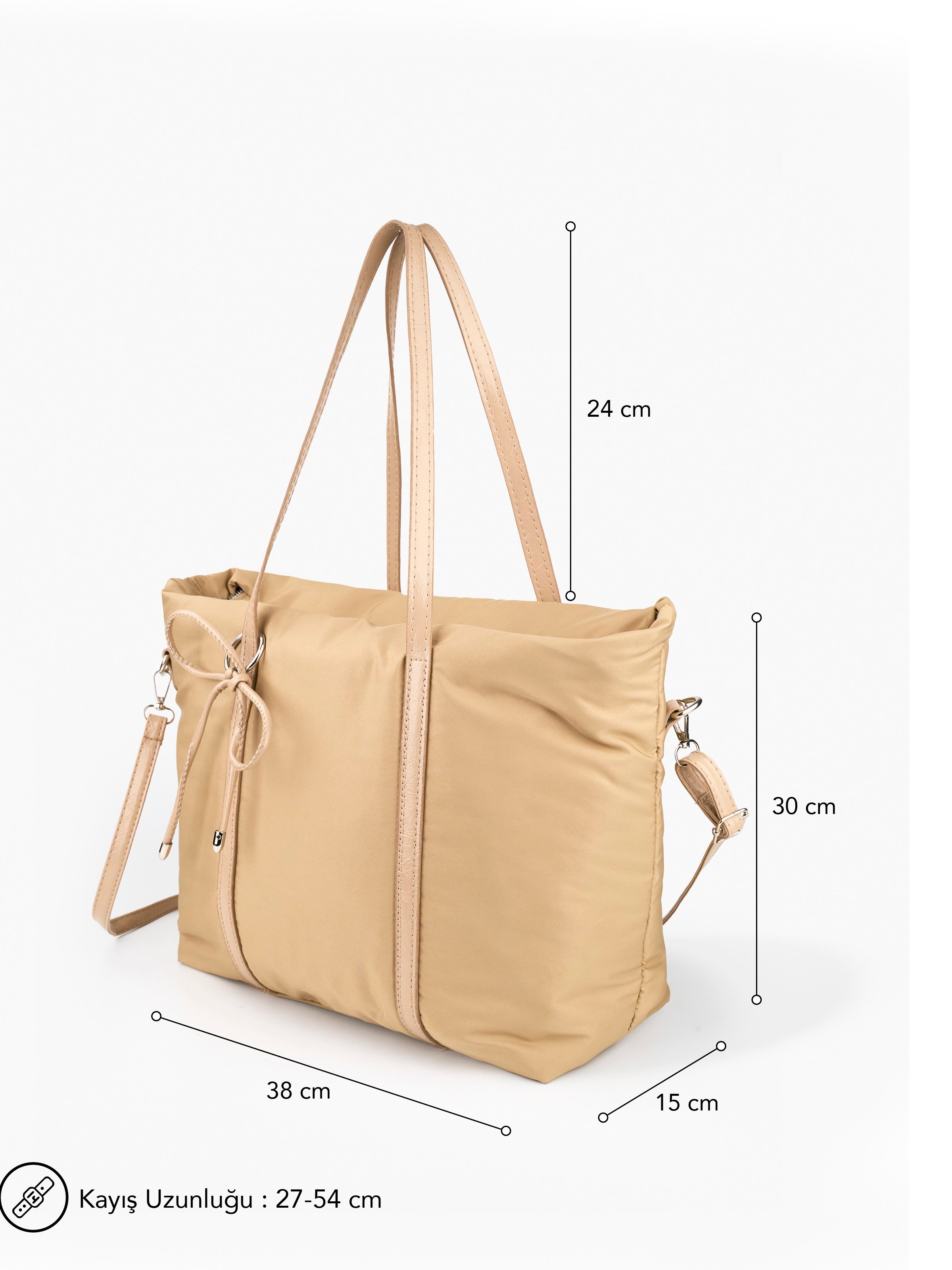 Vizon SHK319 Fiyonk Charmlı,Fermuarlı,Astarlı Shopper Çanta