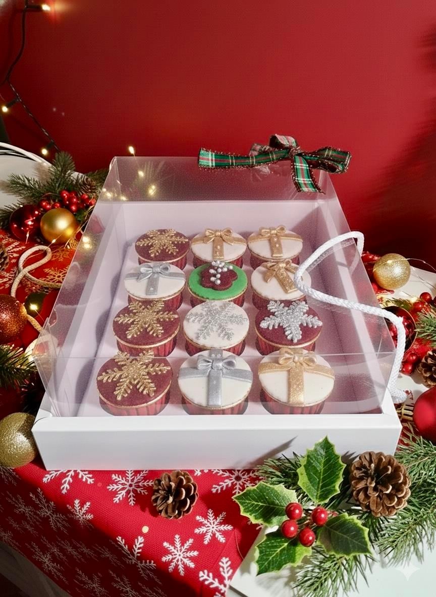 EGE CONCEPT LİFE-12 Li Cup cake kutusu Full asetat kapaklı 35x26x11
