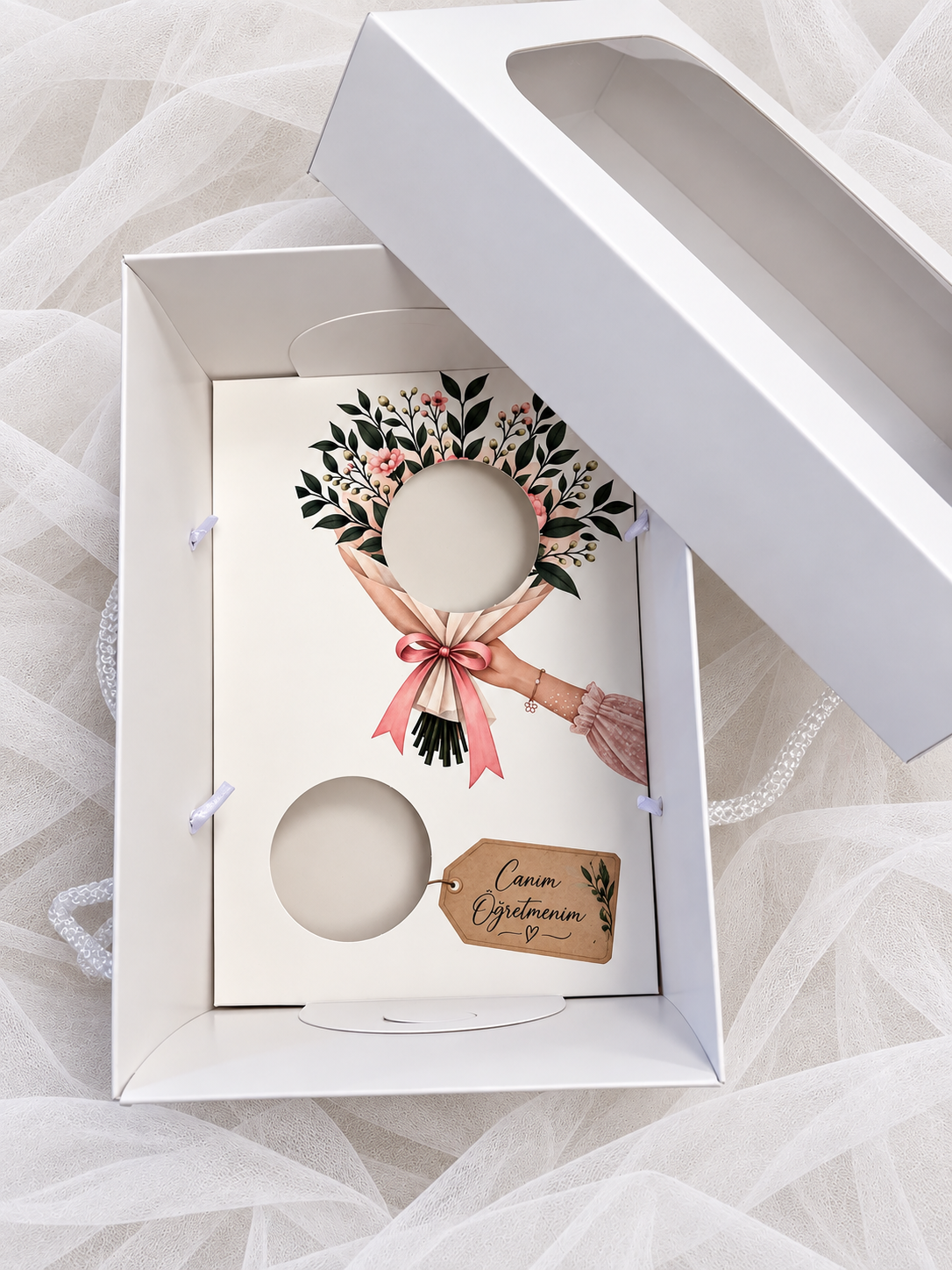 EGE CONCEPT LİFE-2 BÖLMELİ BUKET Canım Öğretmenim İPLİ CUPCAKE KUTUSU ADETLİ SATIŞ
