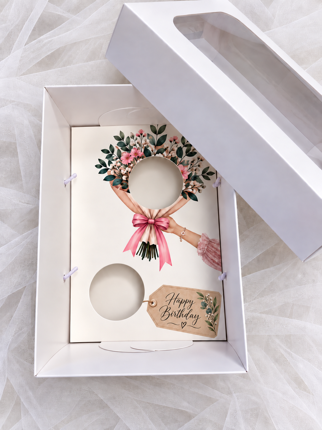 EGE CONCEPT LİFE-2 BÖLMELİ BUKET HAPPY BİRTHDAY İPLİ CUPCAKE KUTUSU ADETLİ SATIŞ