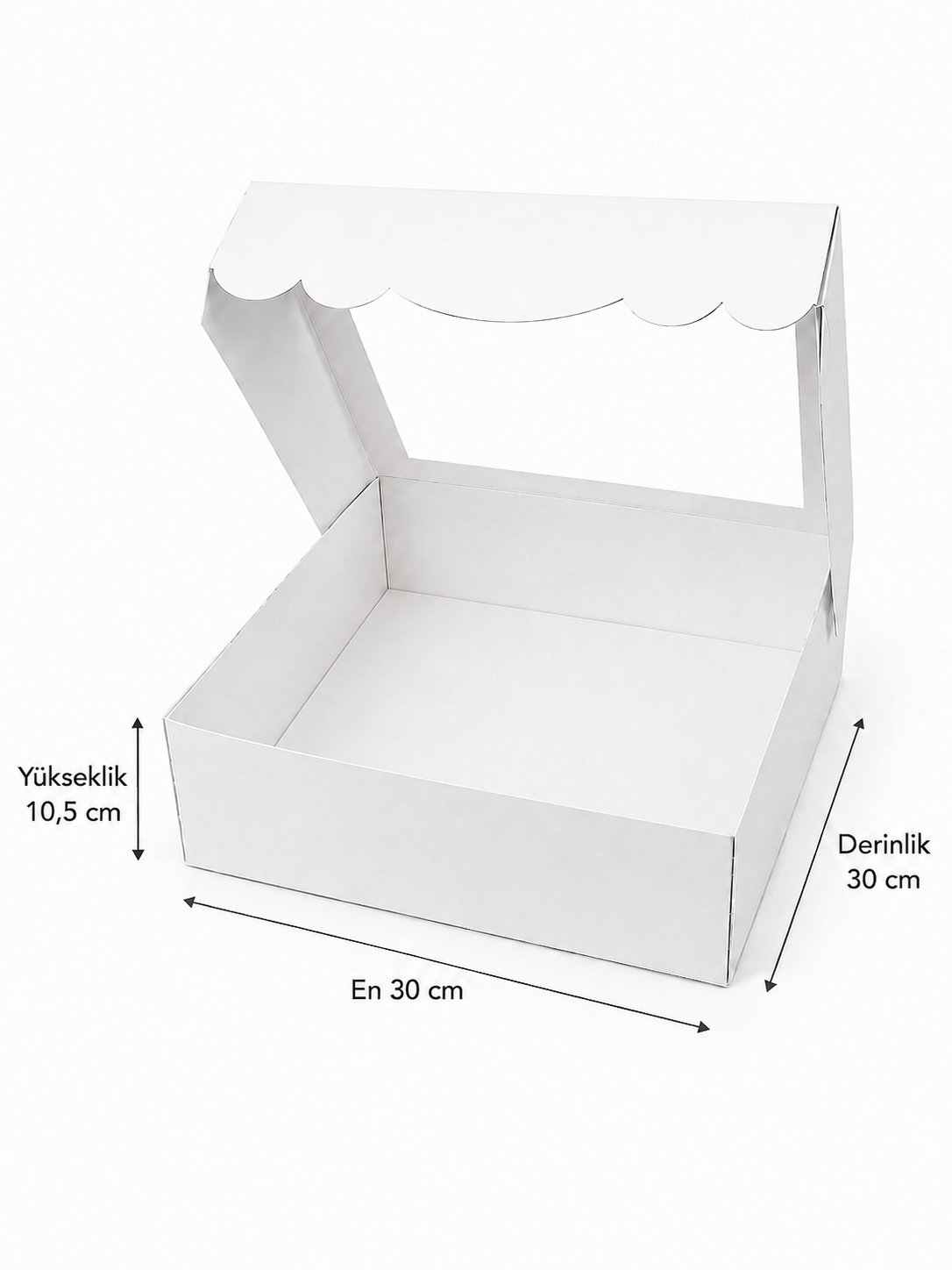 EGE CONCEPT LİFE-30x30x10 AMERİKAN BRİSTOL ASETAT KAPAKLI 30x30x10 PASTA KUTUSU 