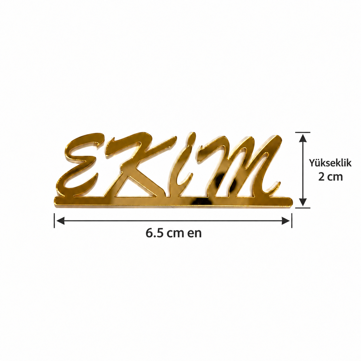 EGE CONCEPT LİFE-EKİM Yapışkanlı Pleksi Pasta Süsü GOLD - 8x2 cm