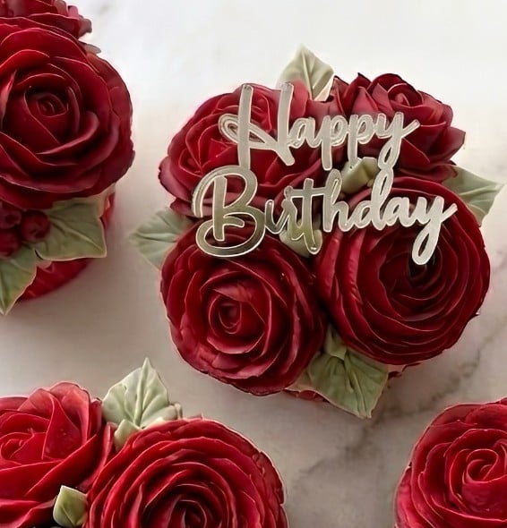 EGE CONCEPT LİFE-Happy Birthday CUP CAKE BOY Pleksi pasta süsü GÜMÜŞ