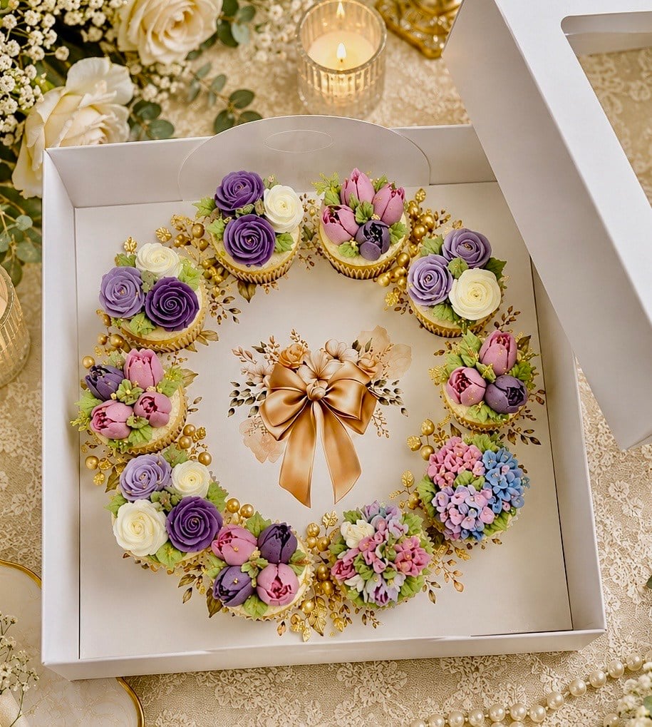 EGE CONCEPT LİFE-MİNİ CUPCAKE 10 BÖLMELİ KURDELA DETAYLI ÇELENK İ 21x21x8 