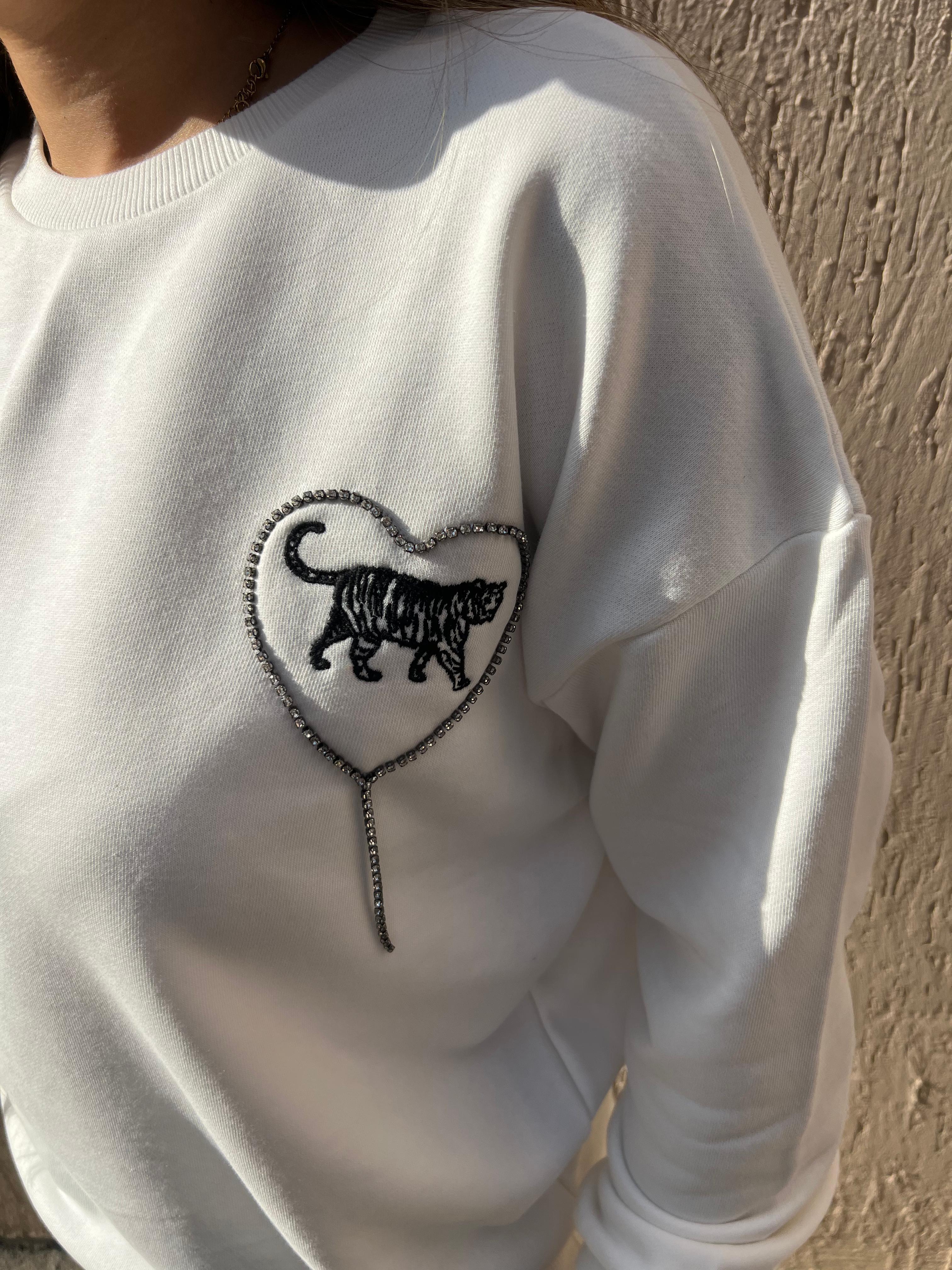 Beyaz kaplanlı sweat