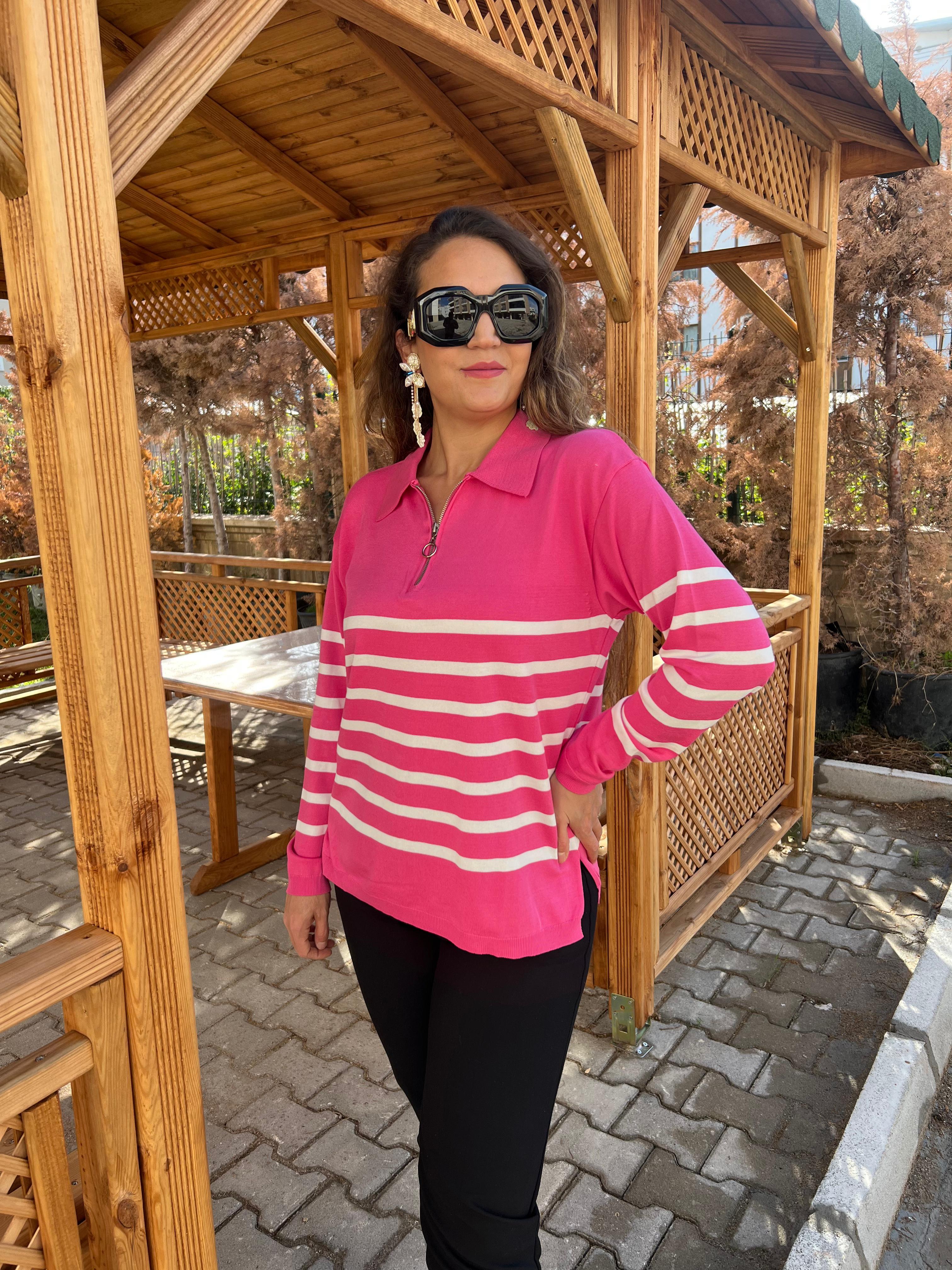 FERMUARLI TRİKO PEMBE 