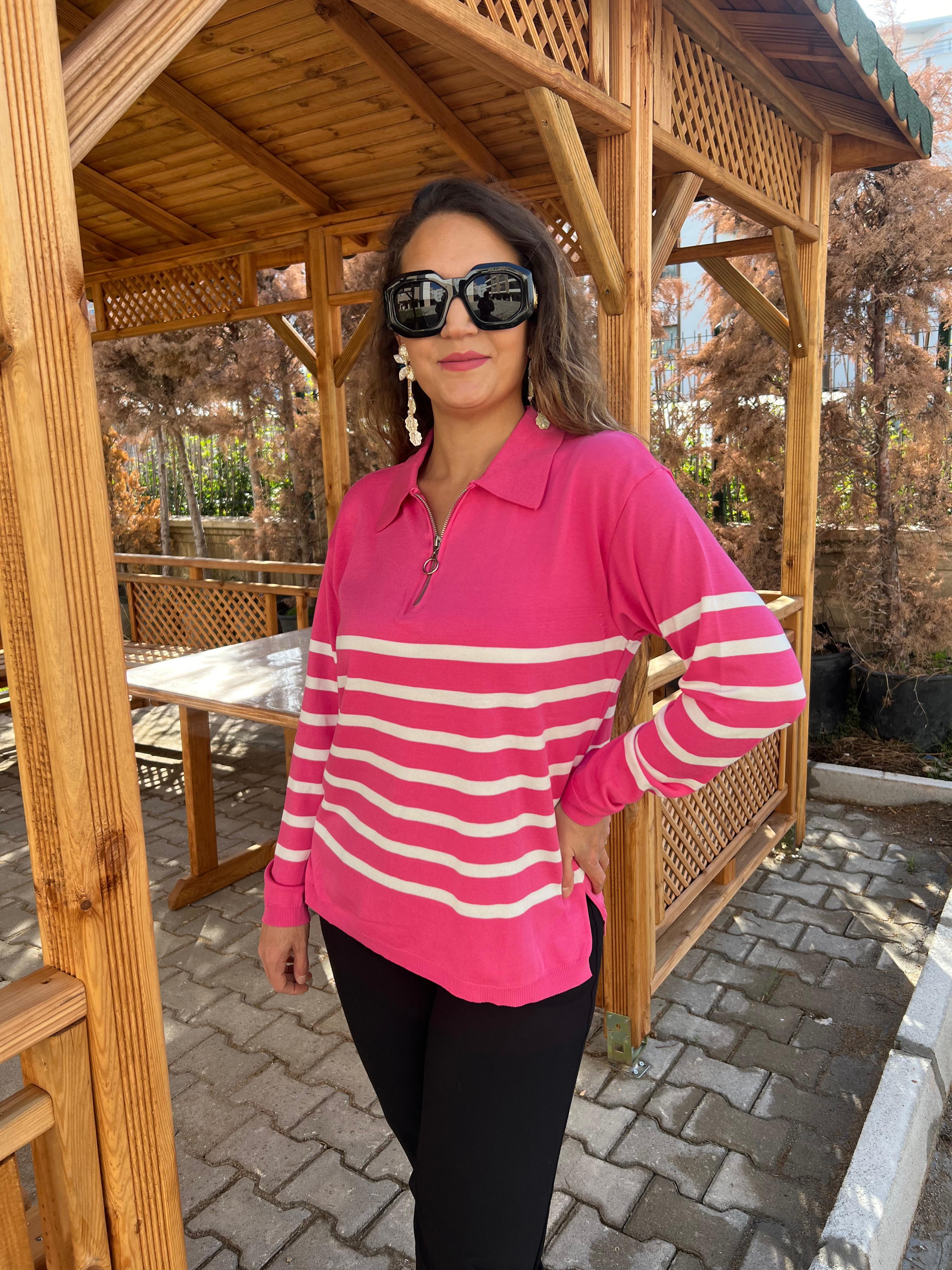 FERMUARLI TRİKO PEMBE 