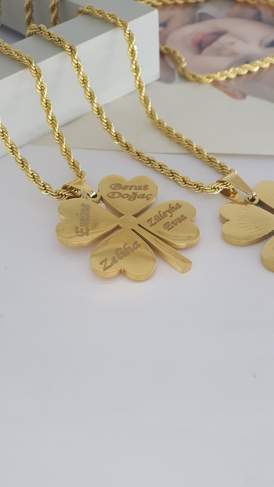 İsim Yazılı Yonca Çelik kolye Sns2059İsim Yazılı Yonca Çelik kolye Sns2059