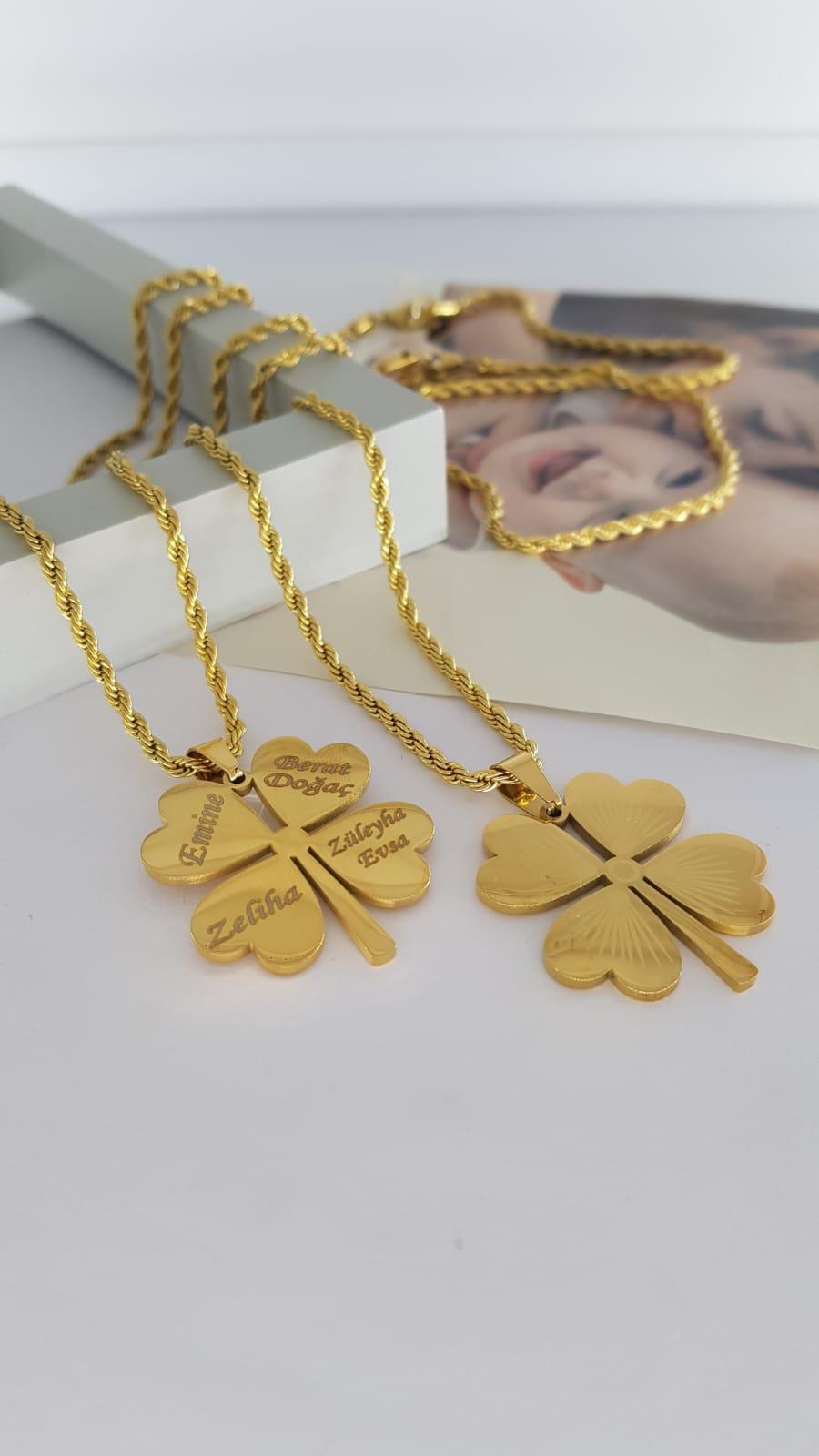 İsim Yazılı Yonca Çelik kolye Sns2059İsim Yazılı Yonca Çelik kolye Sns2059