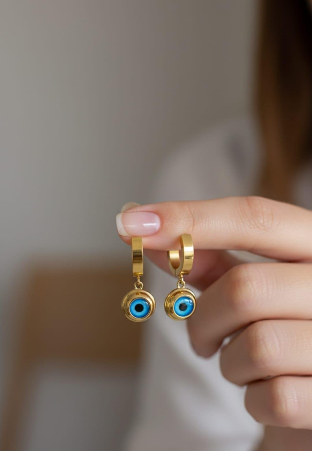 Sns301898Nazar Boncuklu Çelik Küpemiz