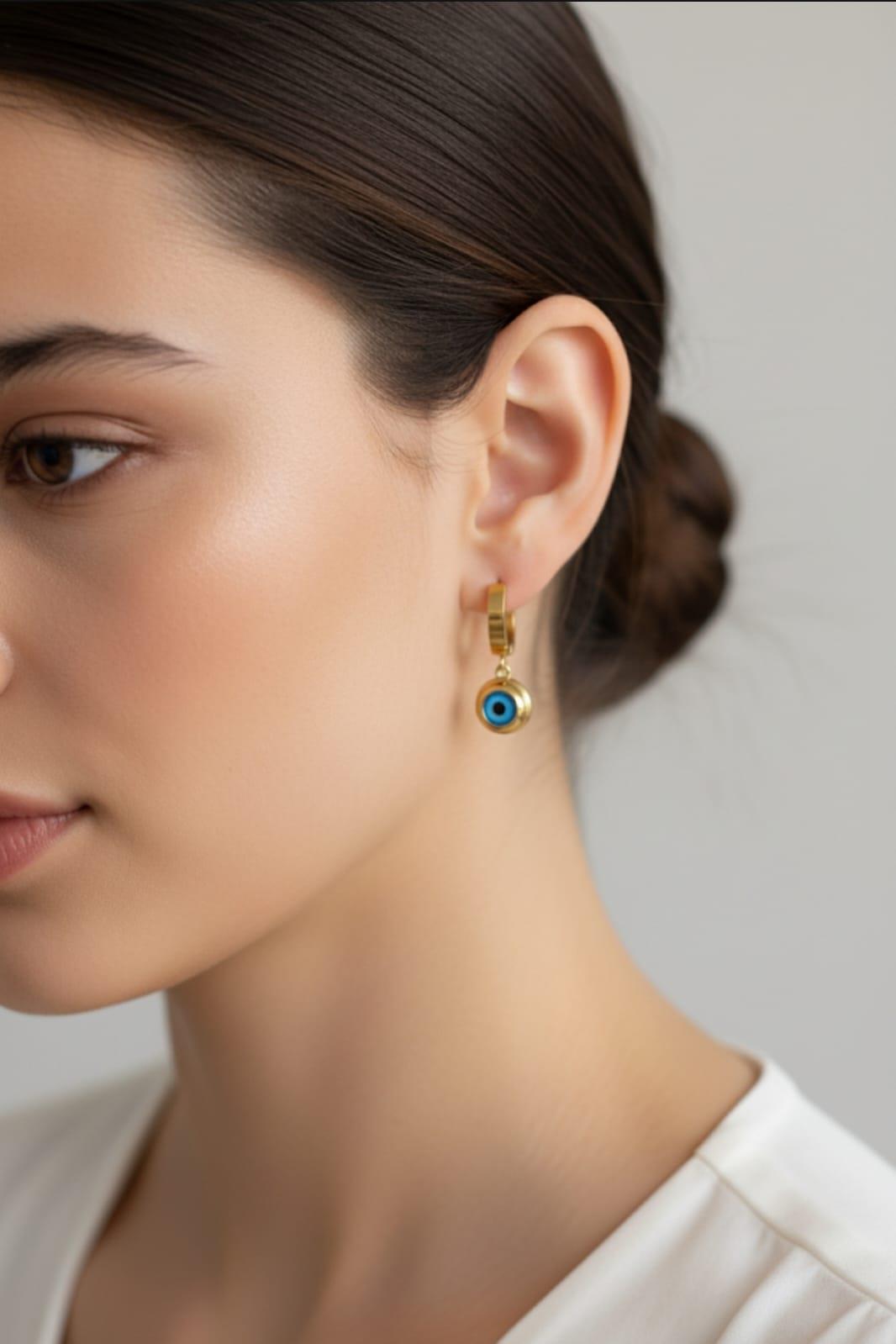 Sns301898Nazar Boncuklu Çelik Küpemiz