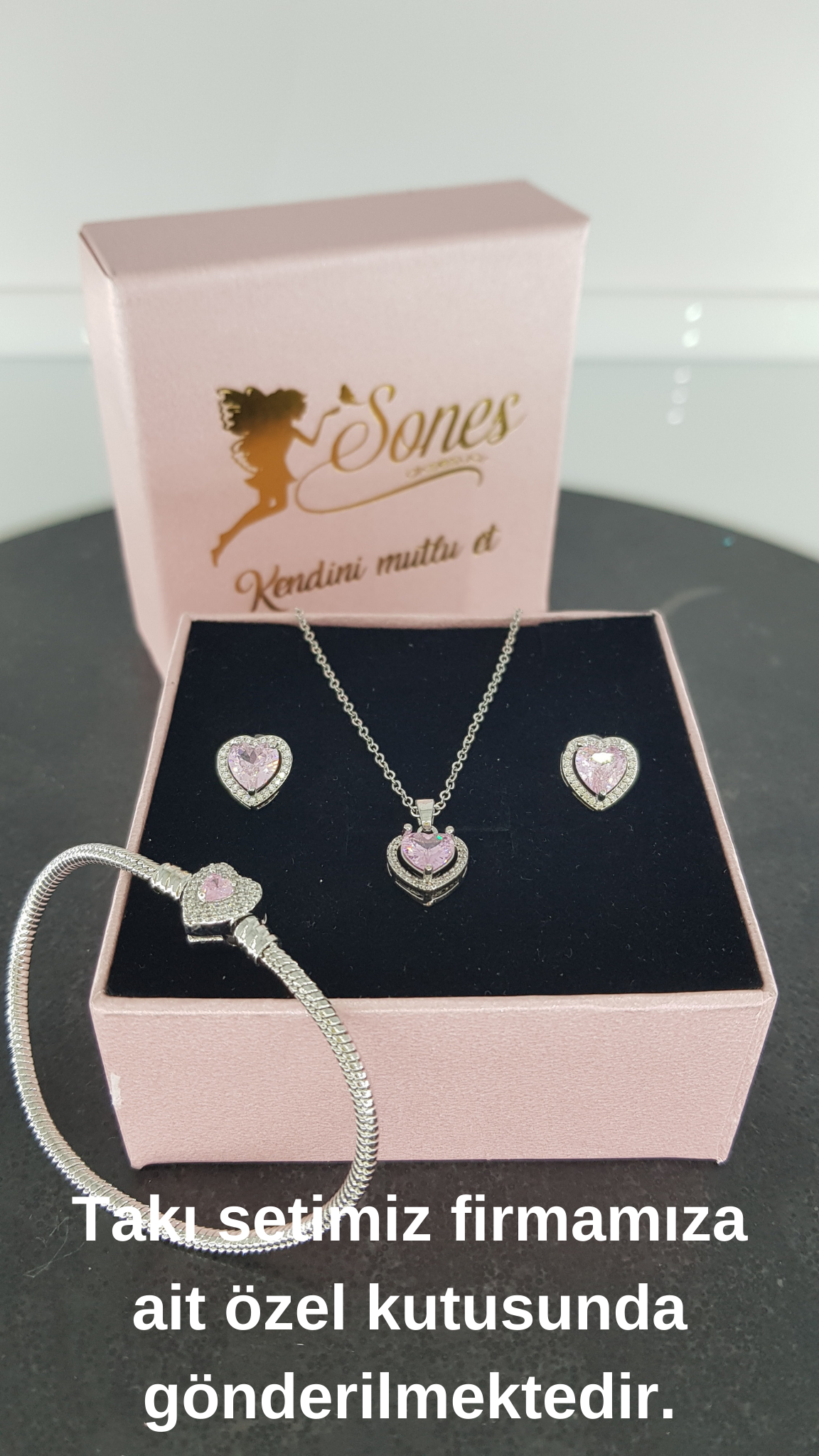 Sns500260Gümüş Rengi Pandora model Çelik Setimiz