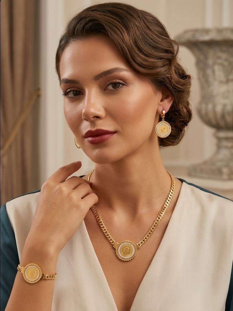 Sns500806Kuyumcu model çelik takı seti