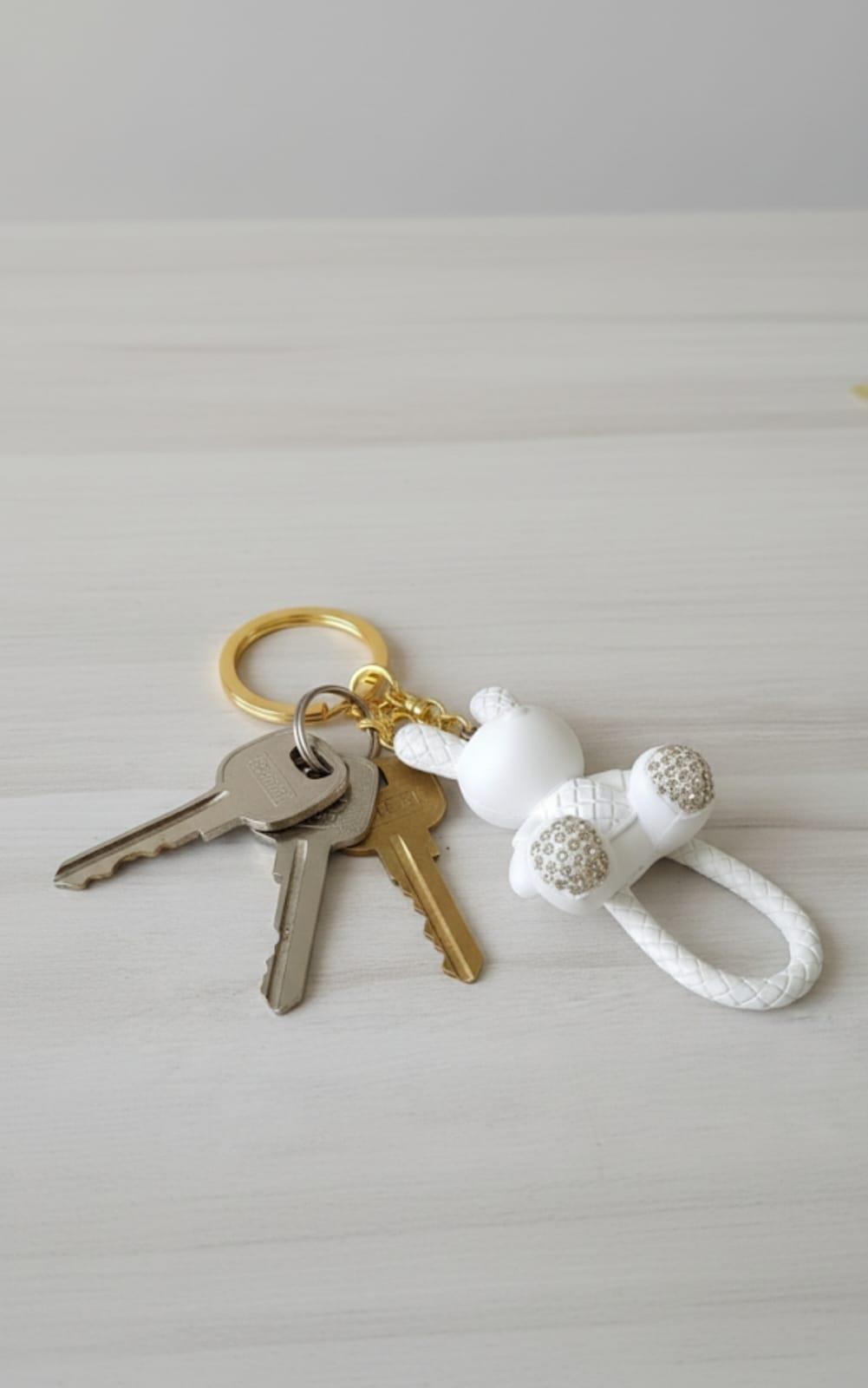 Sns900105Beyaz Taşlı Tavşan Anahtarlık