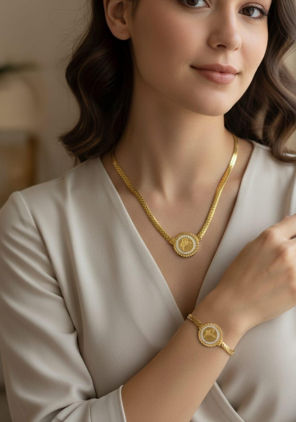 Tuğra Çelik kolye ve bileklik  Sns2055Tuğra Çelik kolye ve bileklik  Sns2055 Osmanlı Kurtuluş Düğün takı