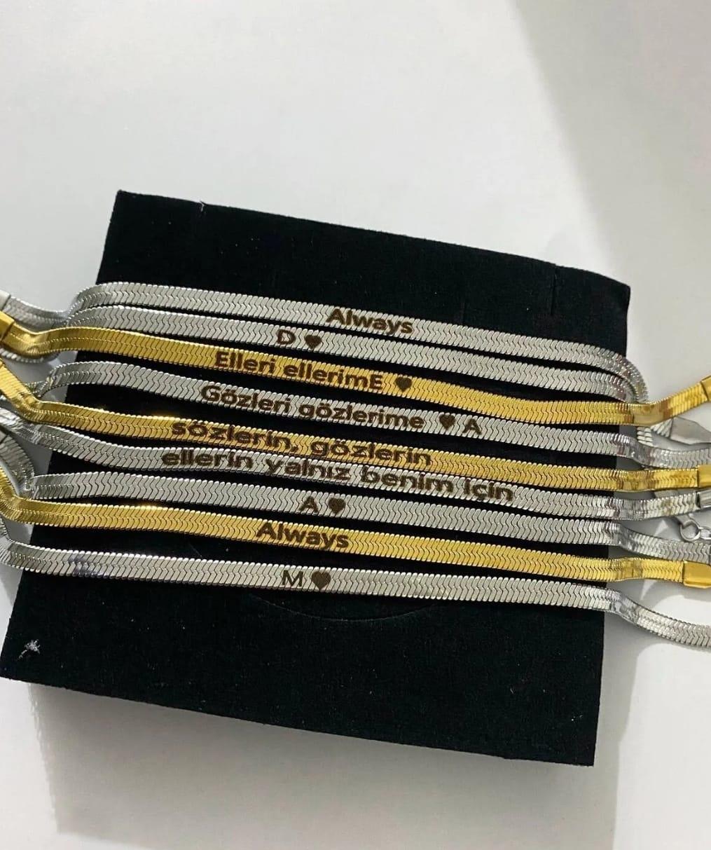 Yazılı Çift Çelik Bileklik Sns098Yazılı Çift Çelik Bileklik Sns098 kararmaz solmaz antialerjik hediye doğumgünü anneme hediye bayram takı