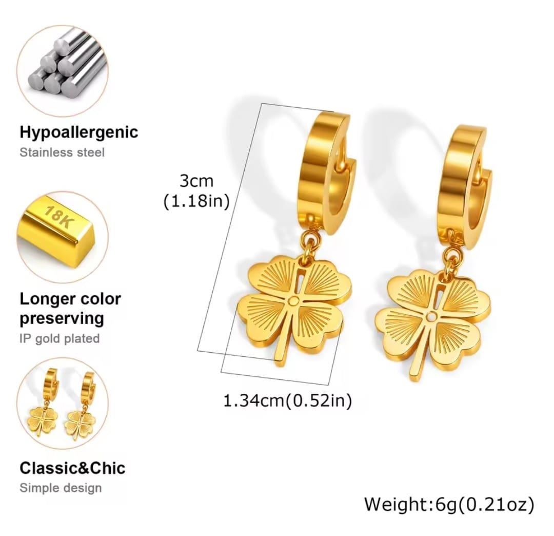 Yonca Şans Gold Çelik Küpe Yonca Şans Gold Çelik Küpe 