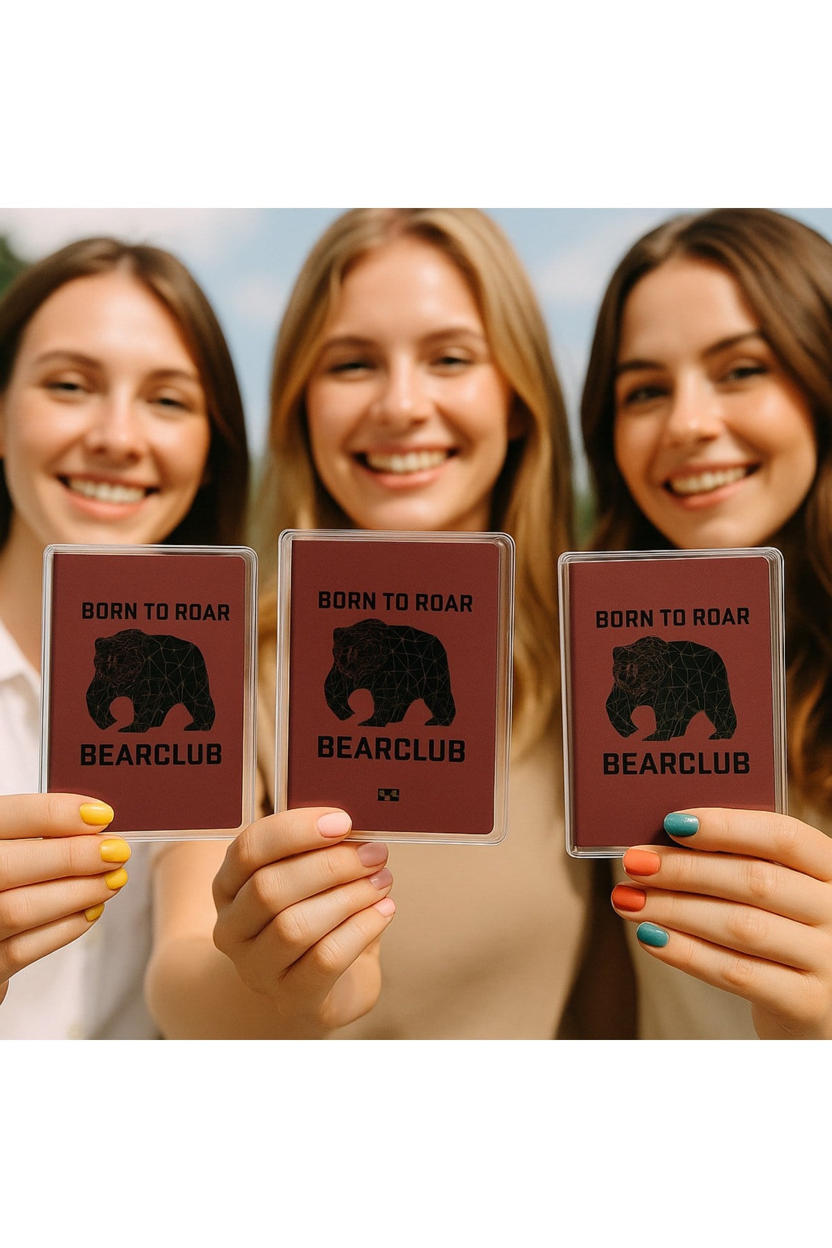1 Adet Universal Bear Club Baskılı Pasaport Kılıfı Şeffaf Su Geçirmeyen PVC Pasaport Koruma Kabı