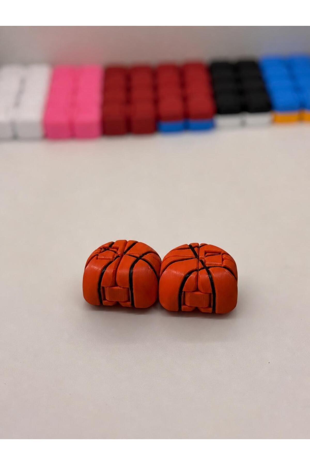 Basketbol Toplu Turuncu İnfinity Cupe Stres Küpü Sınırsız Katlanabilir Hareketli Küp Çift Renkli