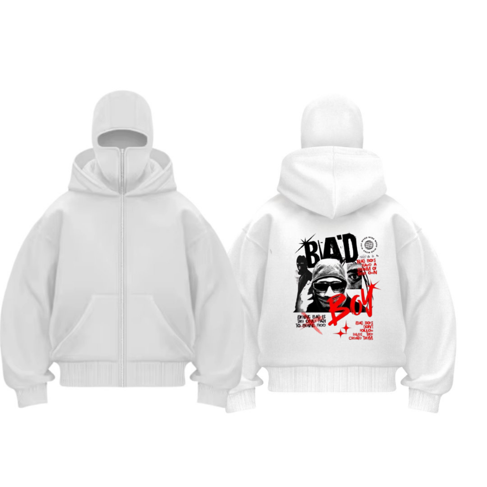 Siyah Maskeli ''Bad Boy'' Unisex Kapüşonlu Hırka