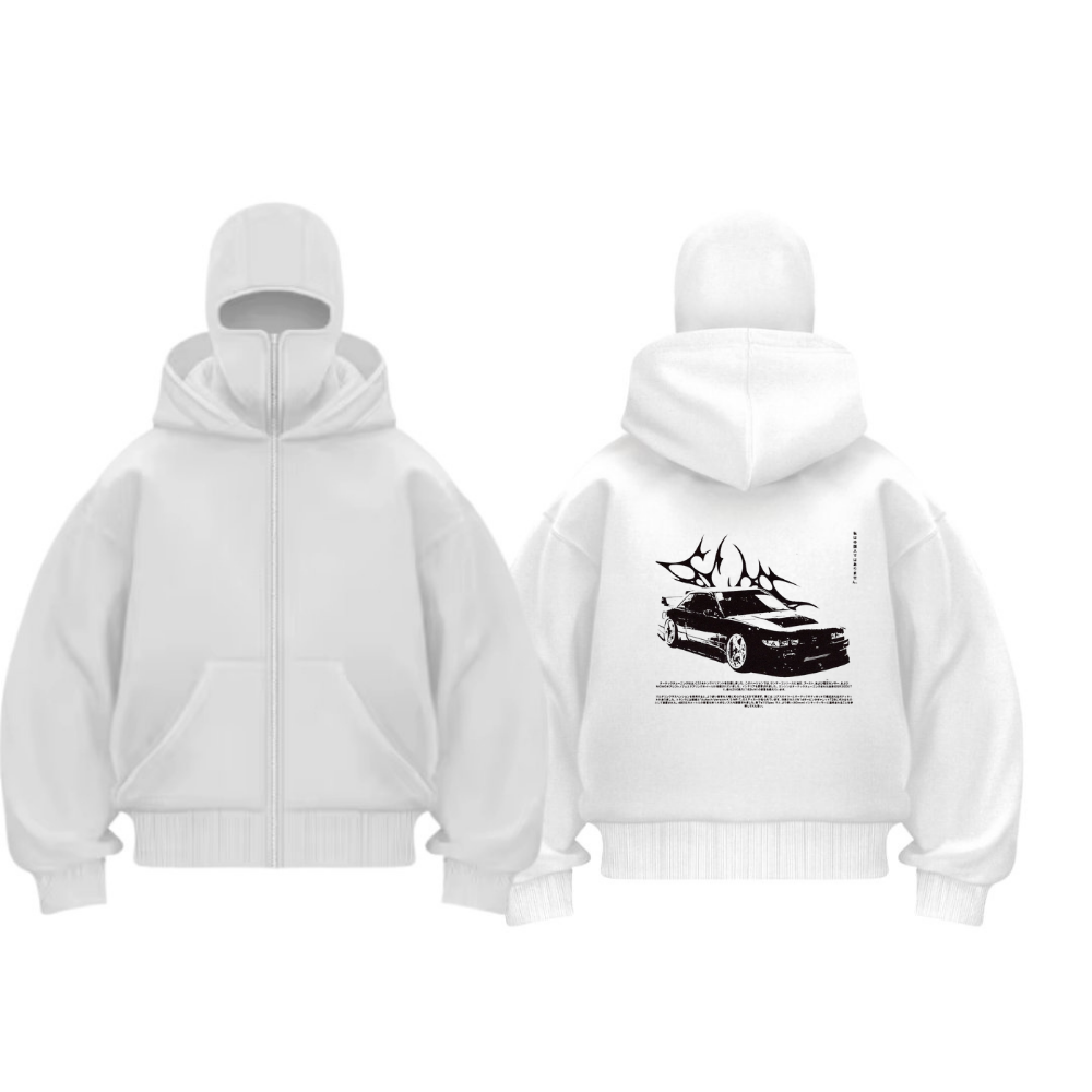 Siyah Maskeli ''Car'' Unisex Kapüşonlu Hırka