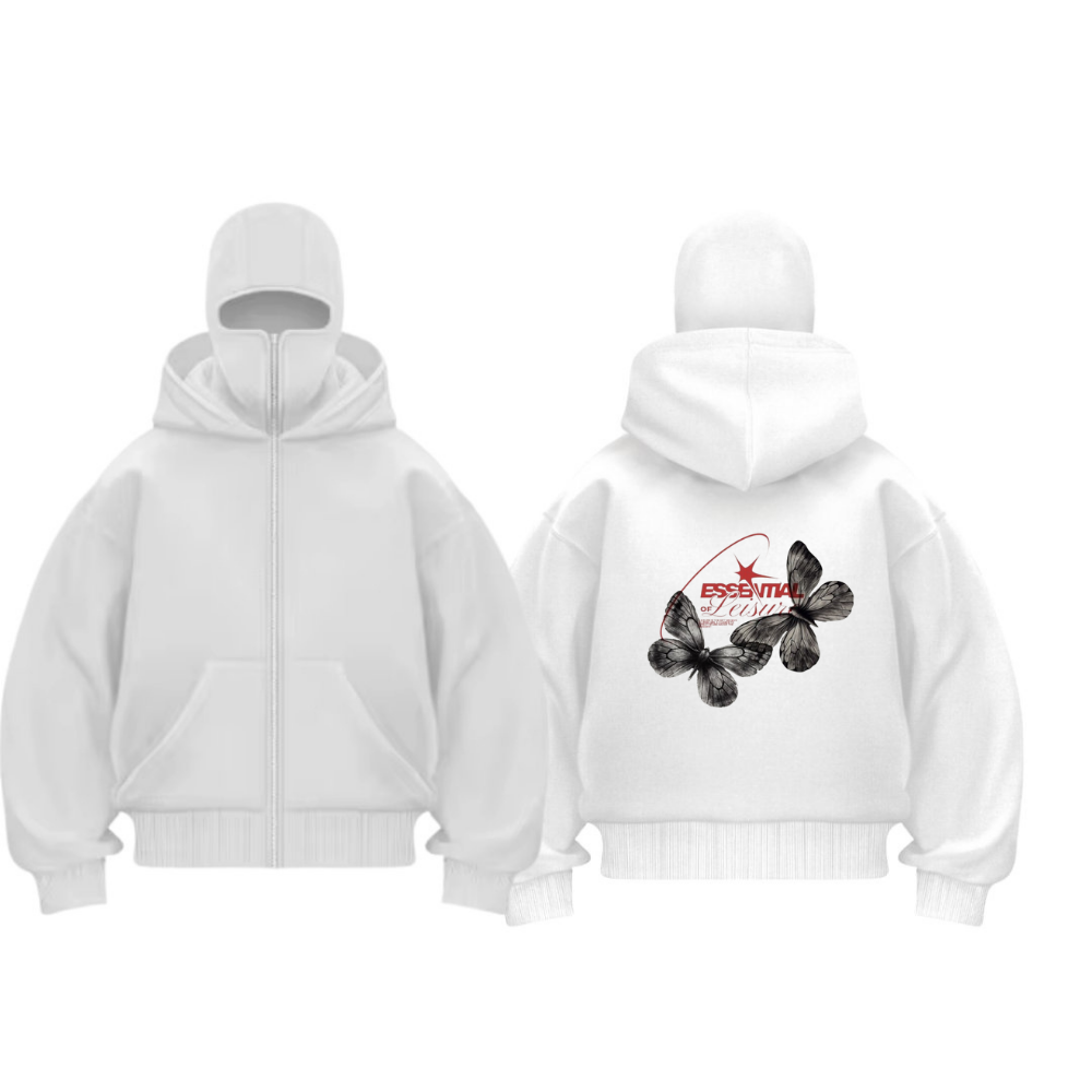 Siyah Maskeli ''Essantial'' Unisex Kapüşonlu Hırka