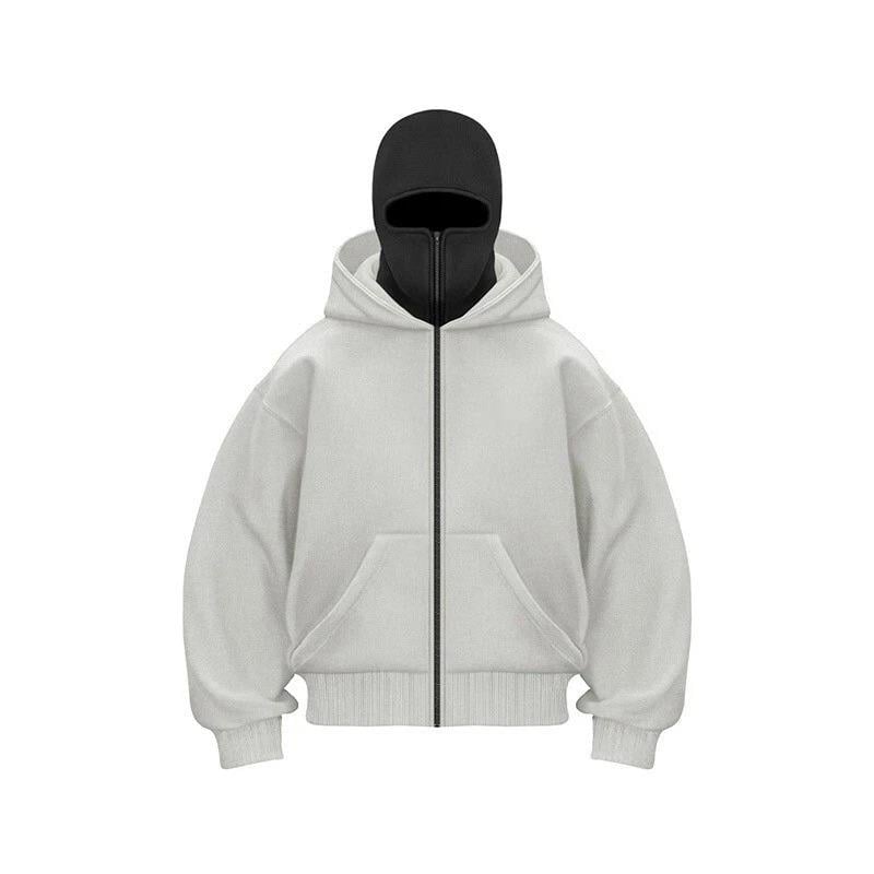 Siyah Maskeli Kırmızı Unisex Kapüşonlu Hırka