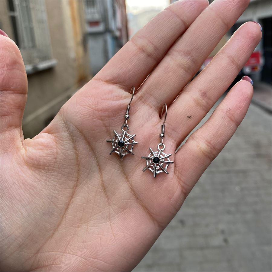 Spiderweb Dangle Silver Küpe