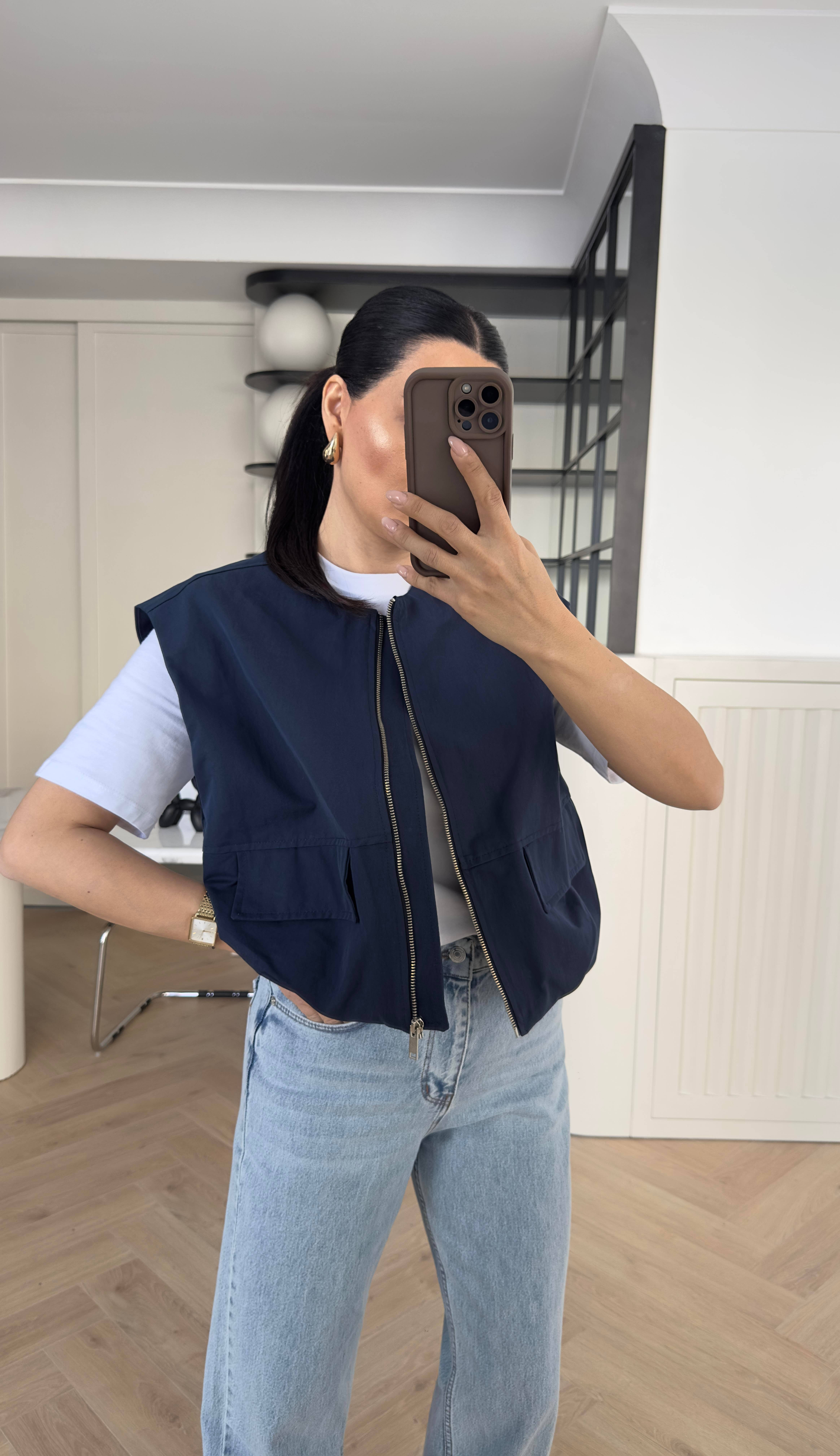  Laci Astarlı Gabardin Kumaş Yelek