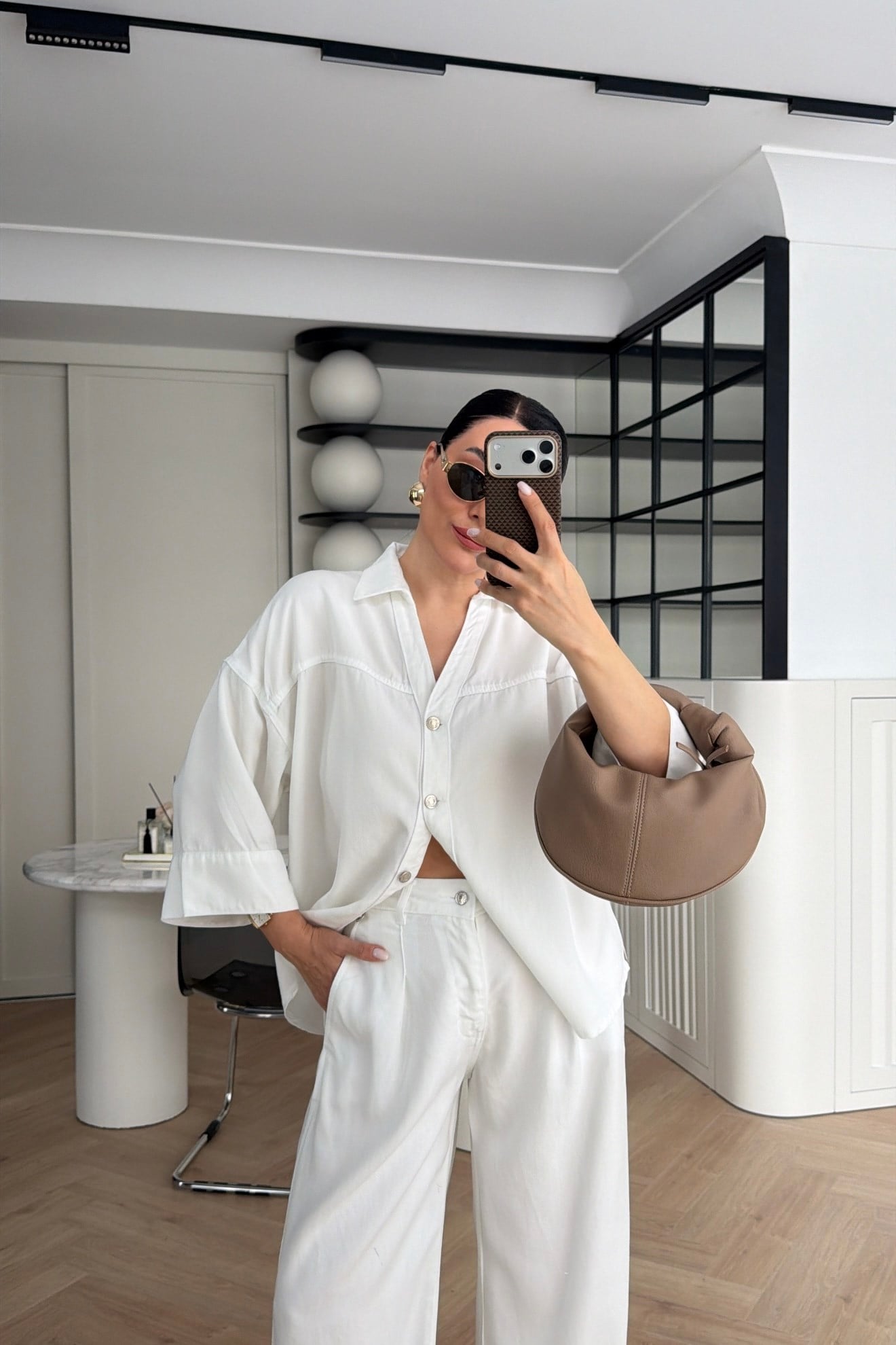  LYOCELL KUMAŞ MONOKROM KESİM TAKIM BEYAZ 