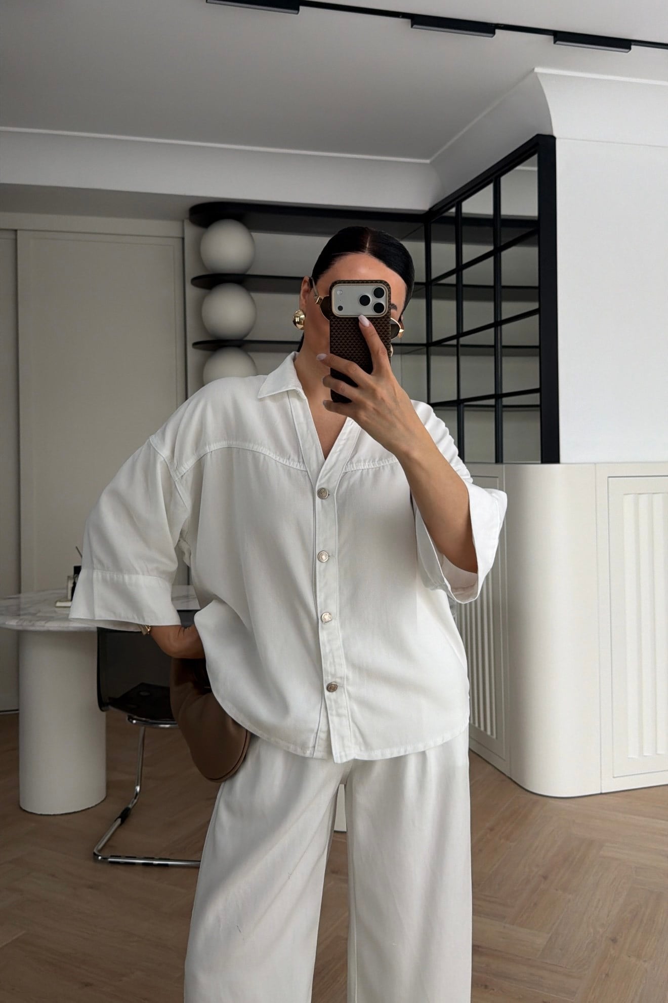  LYOCELL KUMAŞ MONOKROM KESİM TAKIM BEYAZ 